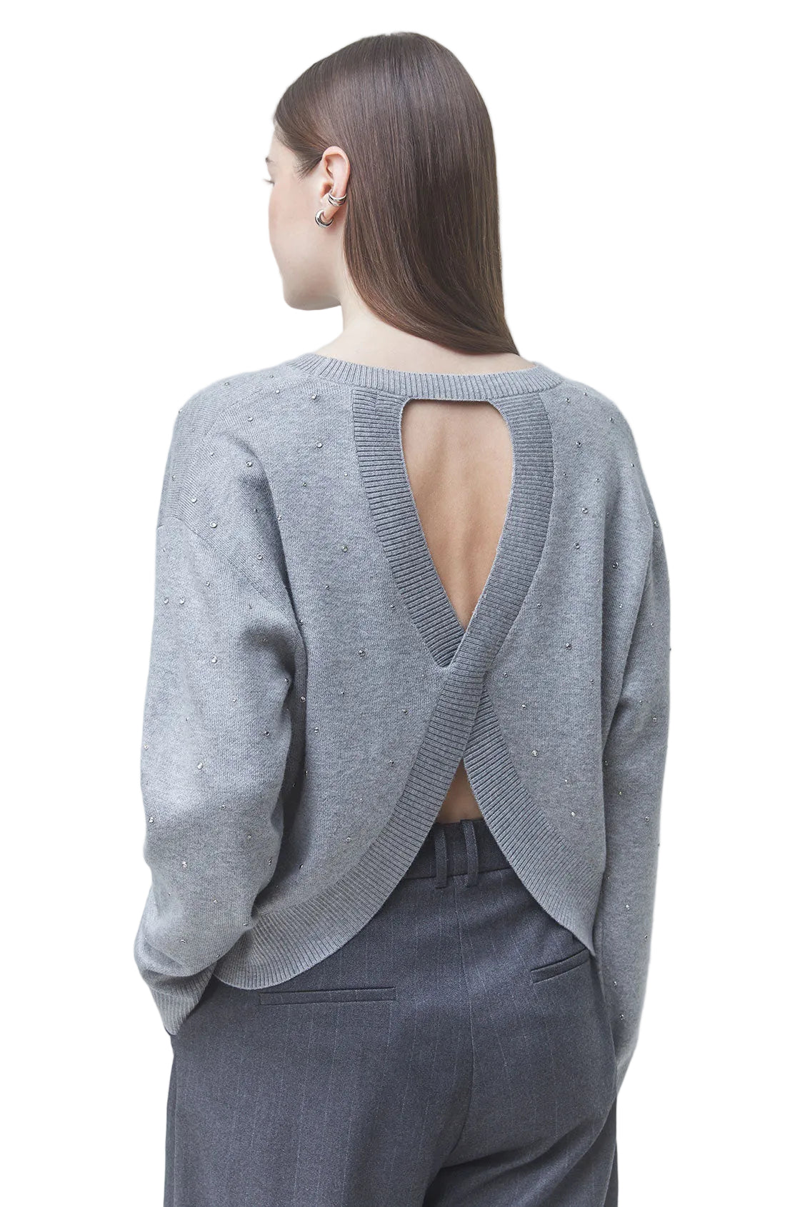 Payeti Rhinestone Cross-Back Sweater