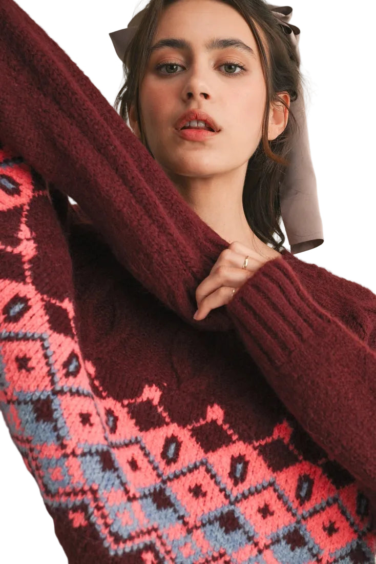 Cable Knit Fair Isle Sweater