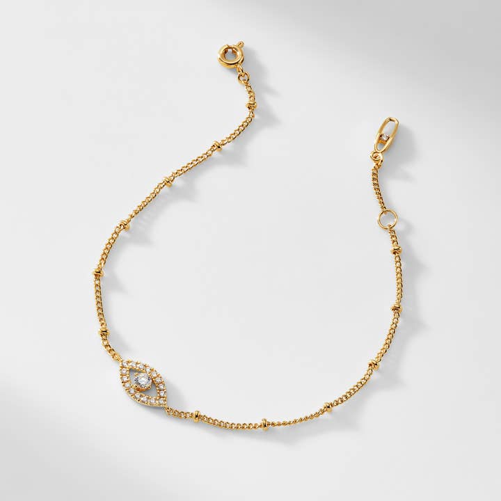 Golden Evil Eye Line Bracelet