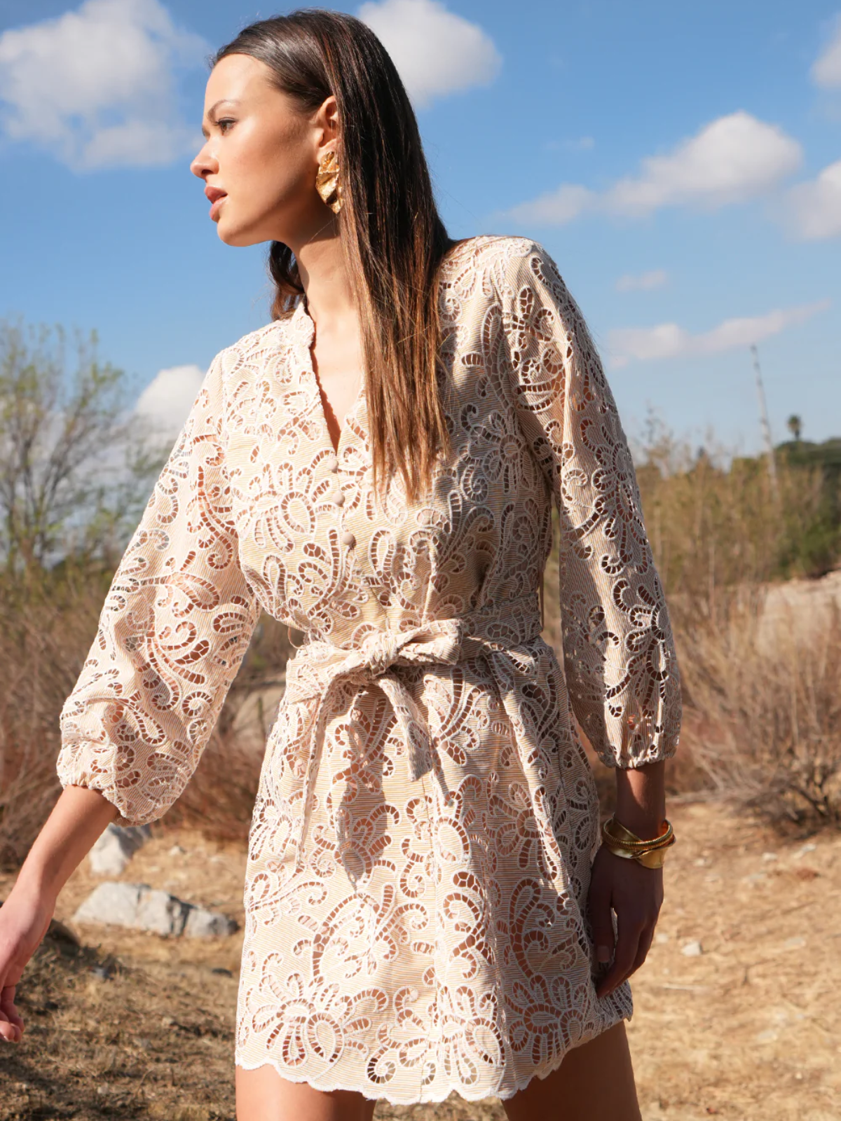 Lina Eyelet Scalloped Dress