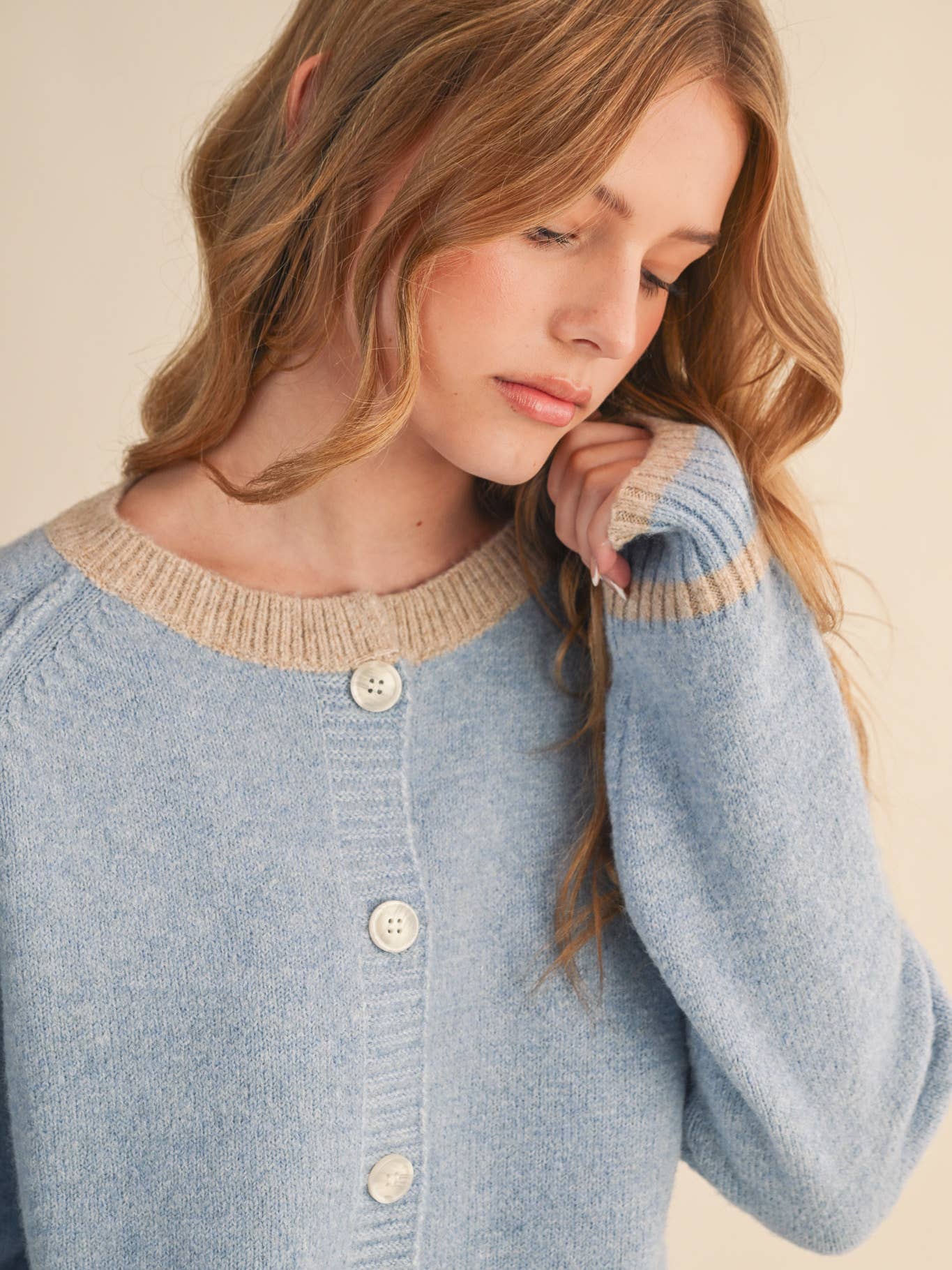 Two Tone Sweater Cardigan