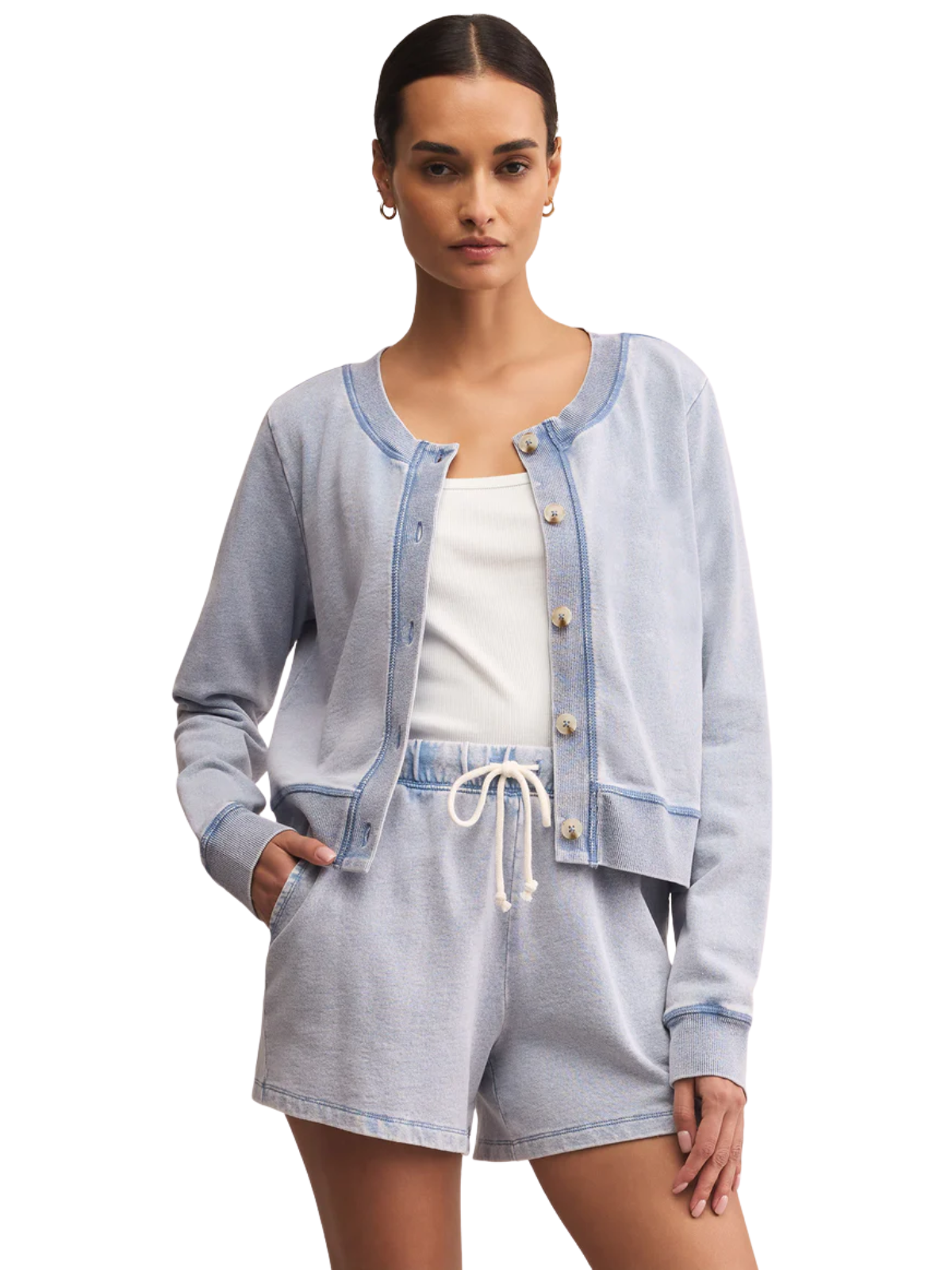 Knit Denim Cardigan