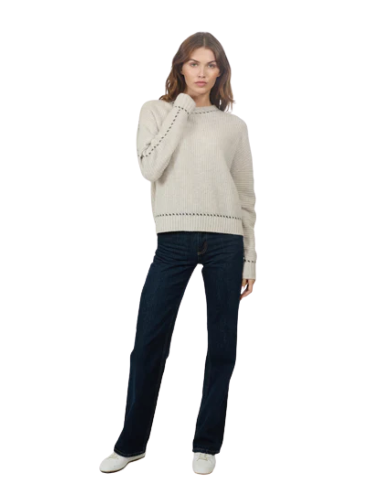 Shaker Contrast Stitch Sweater