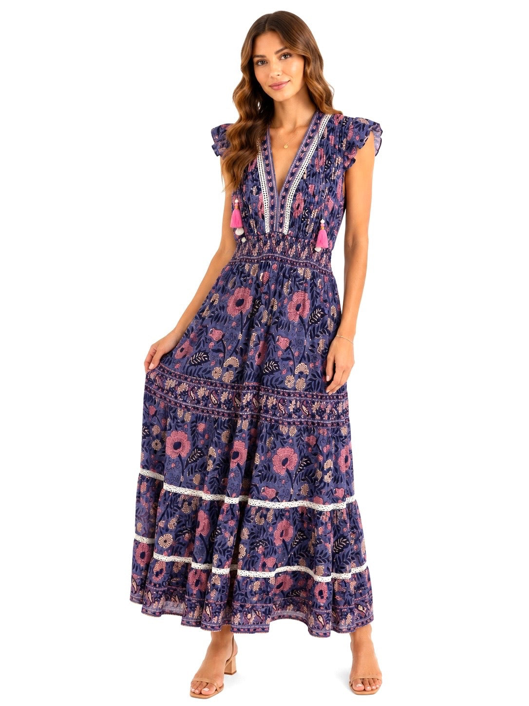Boho Floral Tiered Maxi Dress