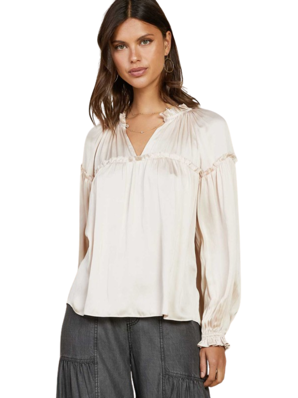 Ruffled Split Neck Blouse