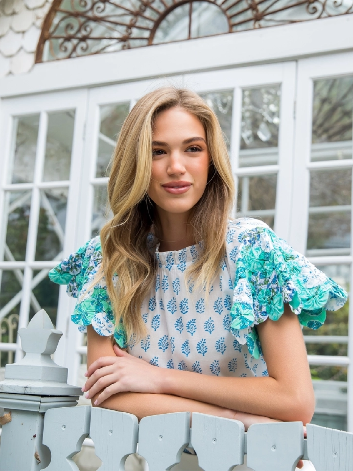 Embellished Flutter Sleeve Top