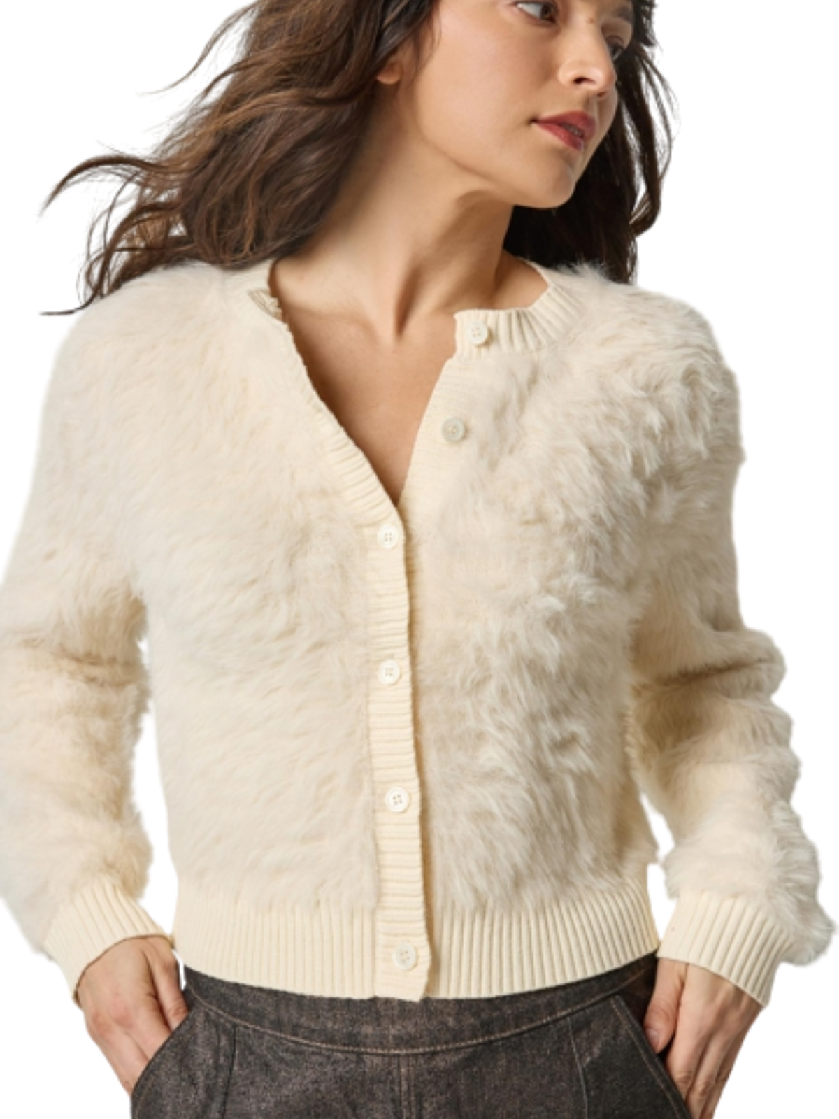 Brushed Crewneck Cardigan