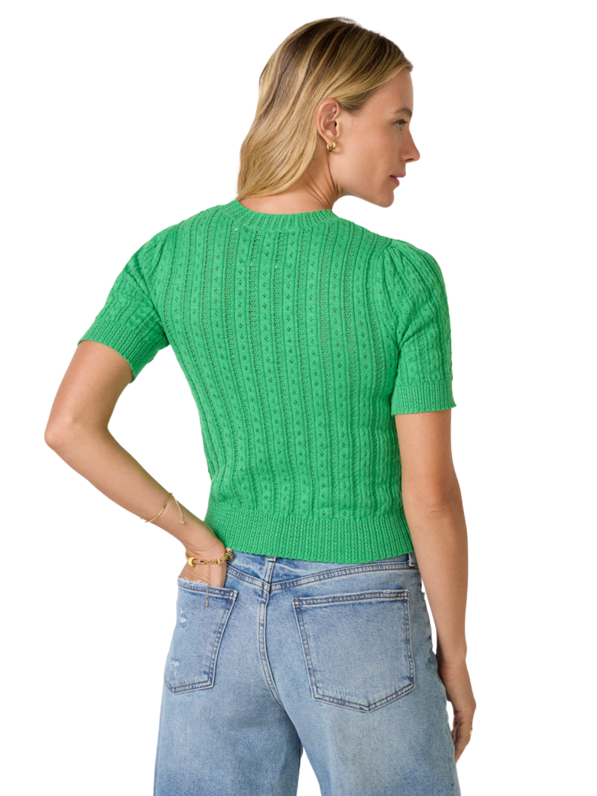 Arden Pointelle Puff Sleeve Sweater_525 America_110047419-E0023