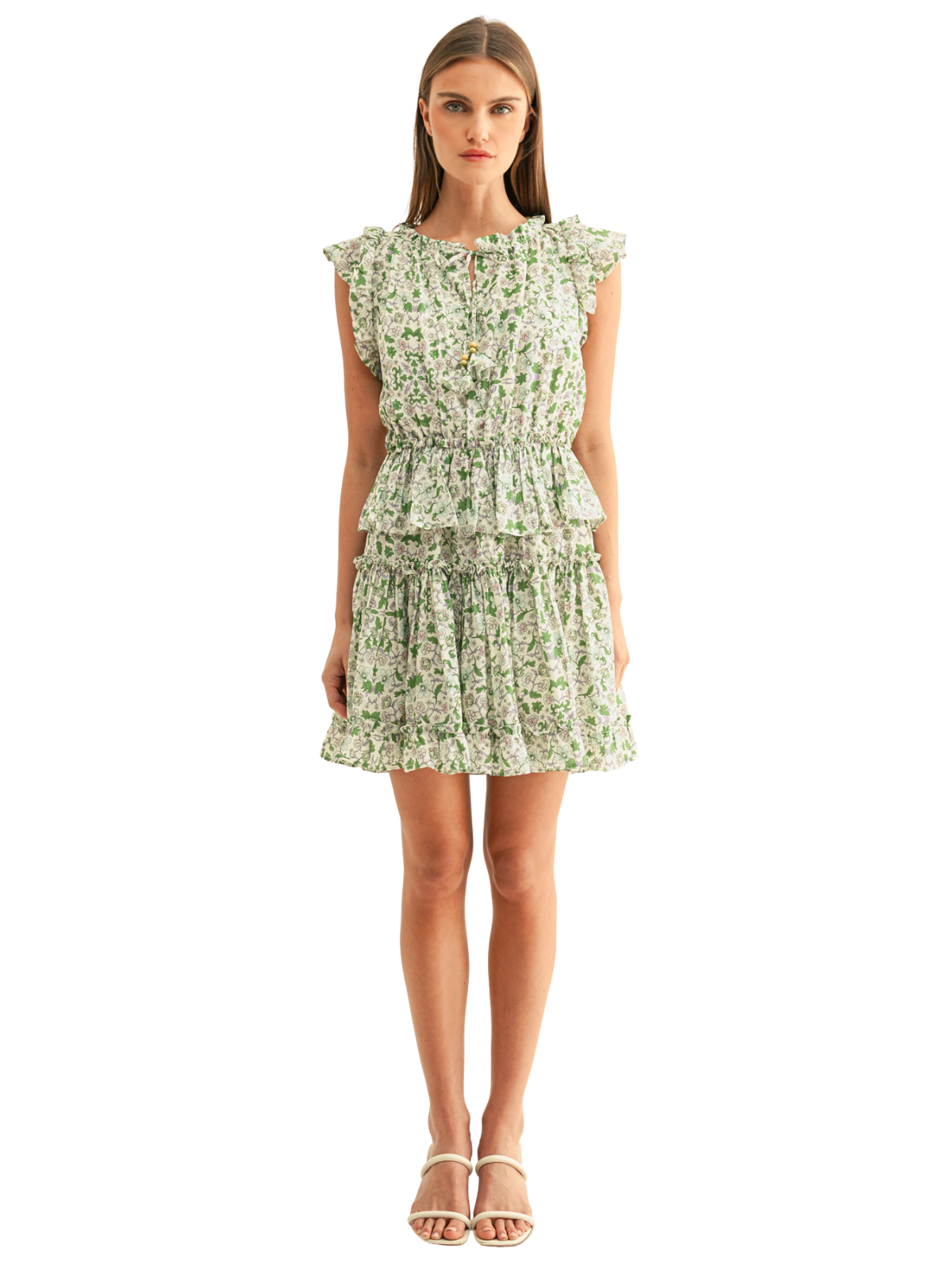 Betty Ruffled Mini Dress_Adelyn Rae_F265D7142-GRN MLT