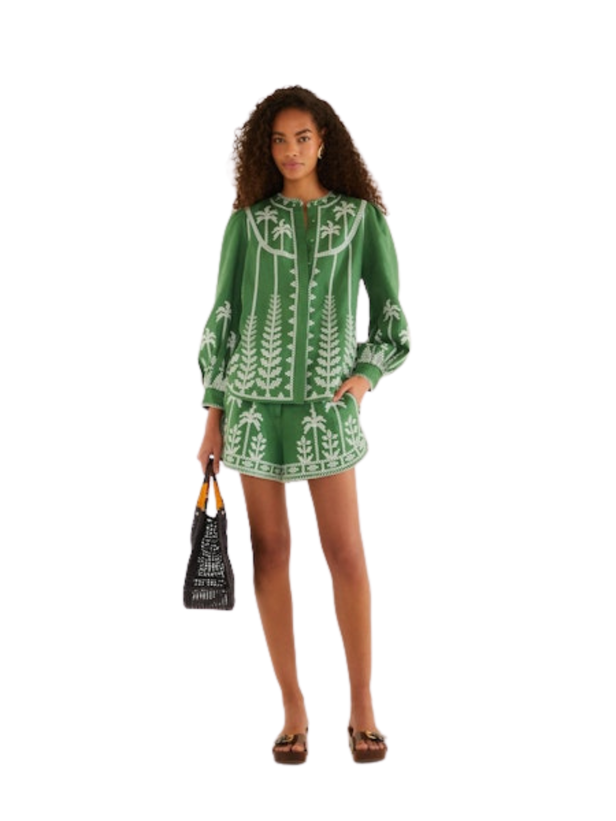 Bicolor Cross Stich Embroidery Shorts_Farm Rio_355780-L0013