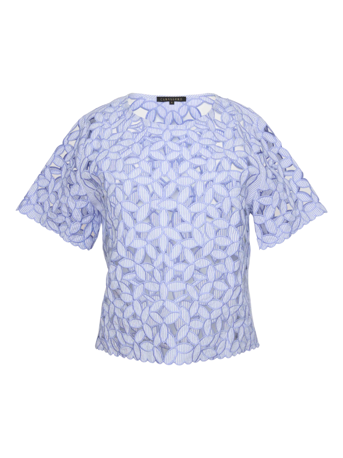 Carmen Top In Blue/White Seersucker_Caballero Collection_CA1414