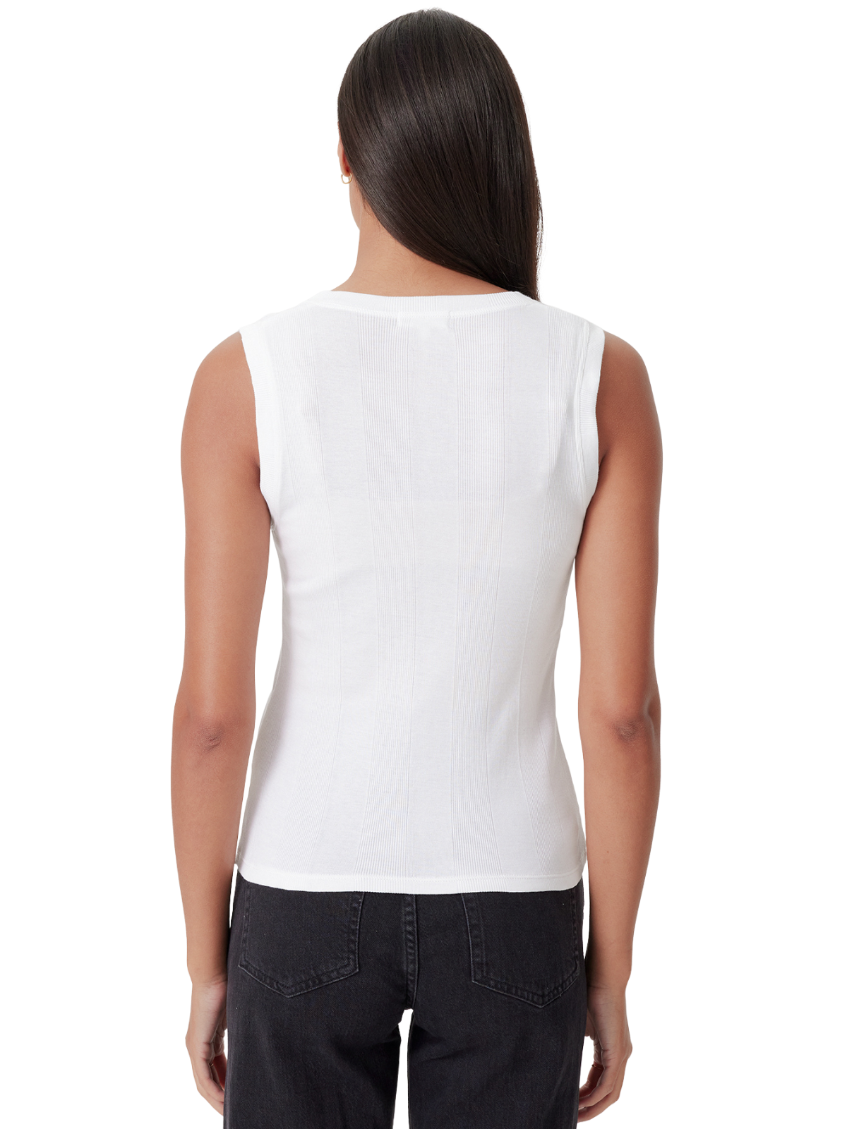 Cotton Rib Tank With V-Neck Buttons_Goldie Lewinter_25215WHT