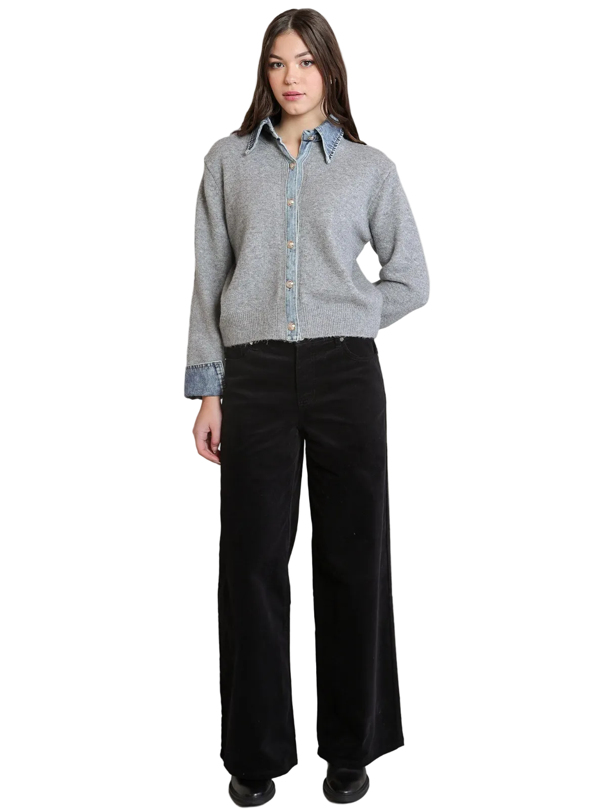 Denim Trim Sweater Shirt_Dex_2827280
