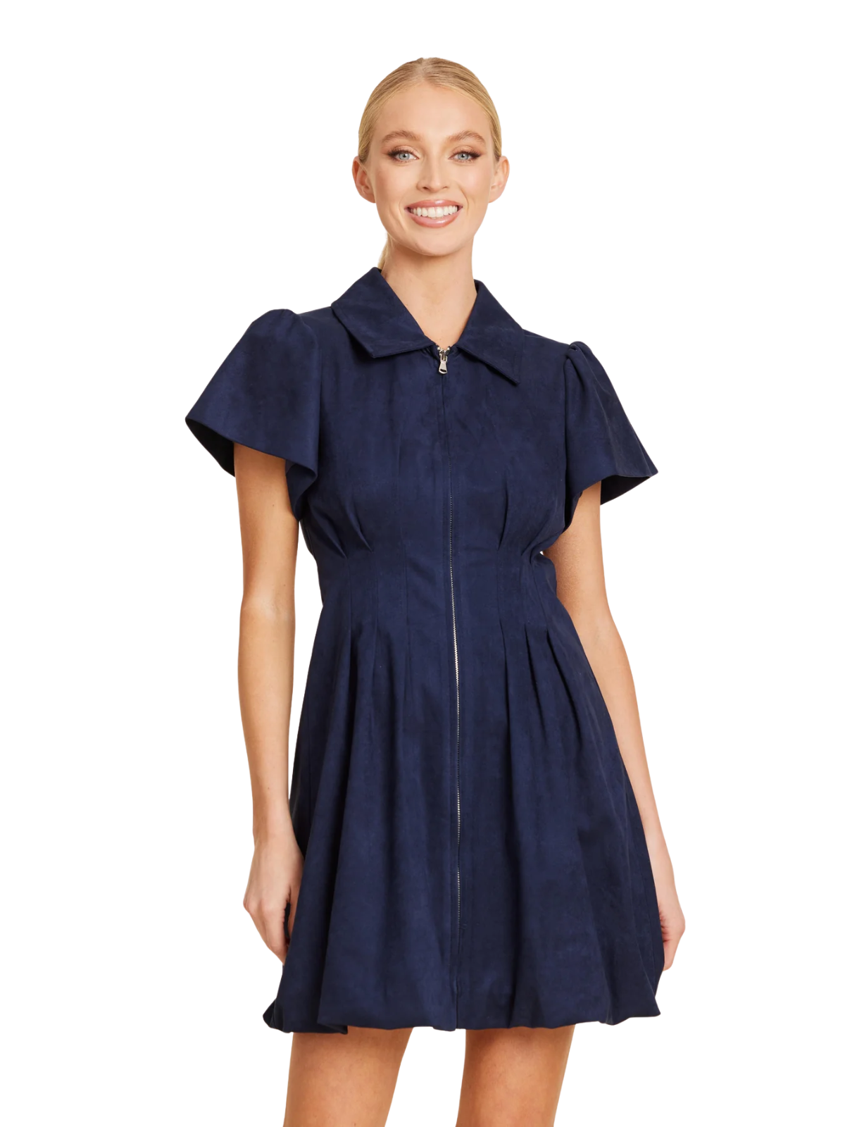 Faux Suede Navy Bubble Dress_DolceCabo_415