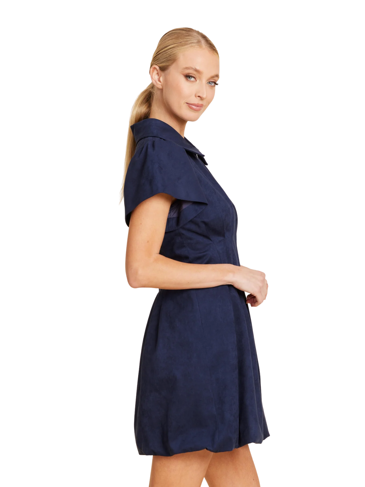 Faux Suede Navy Bubble Dress_DolceCabo_415
