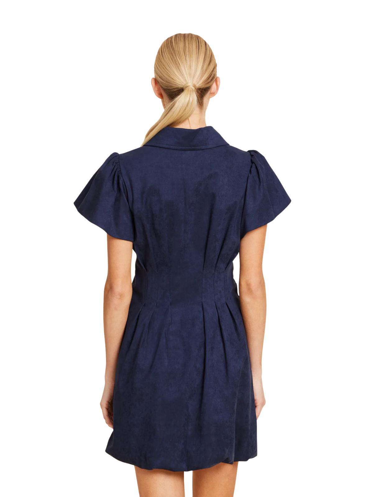 Faux Suede Navy Bubble Dress_DolceCabo_415