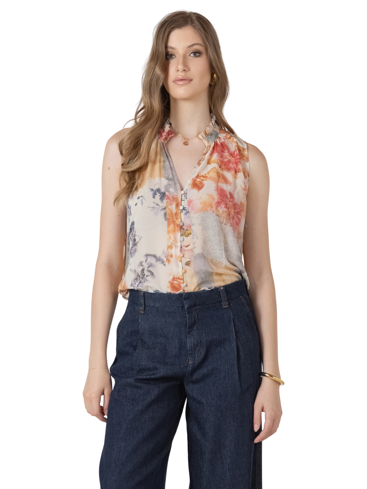 Flowy Button Front Blouse_Dex_2723753