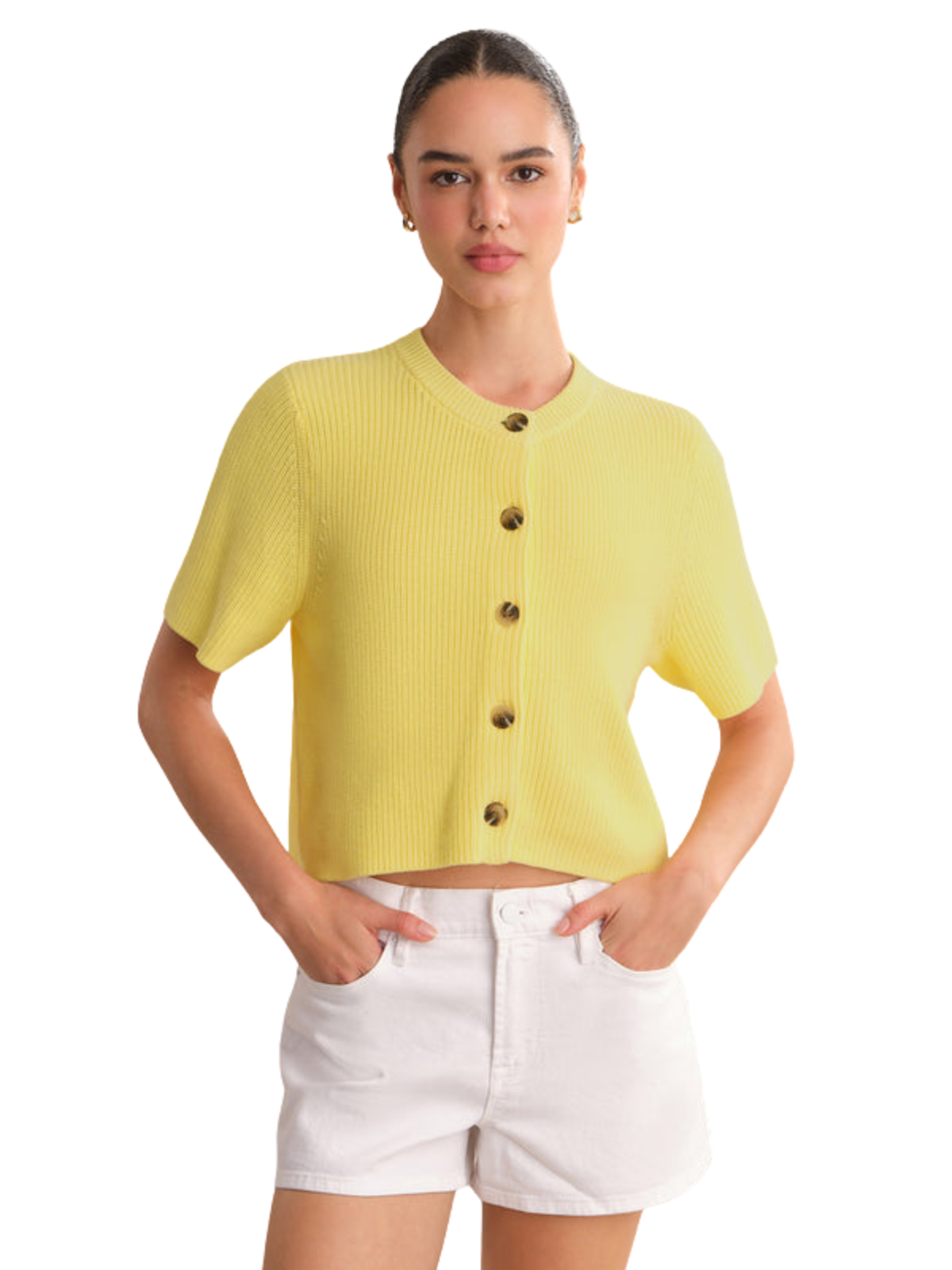 Ginevra Short Sleeve Shaker Cardigan_525 America_110047871