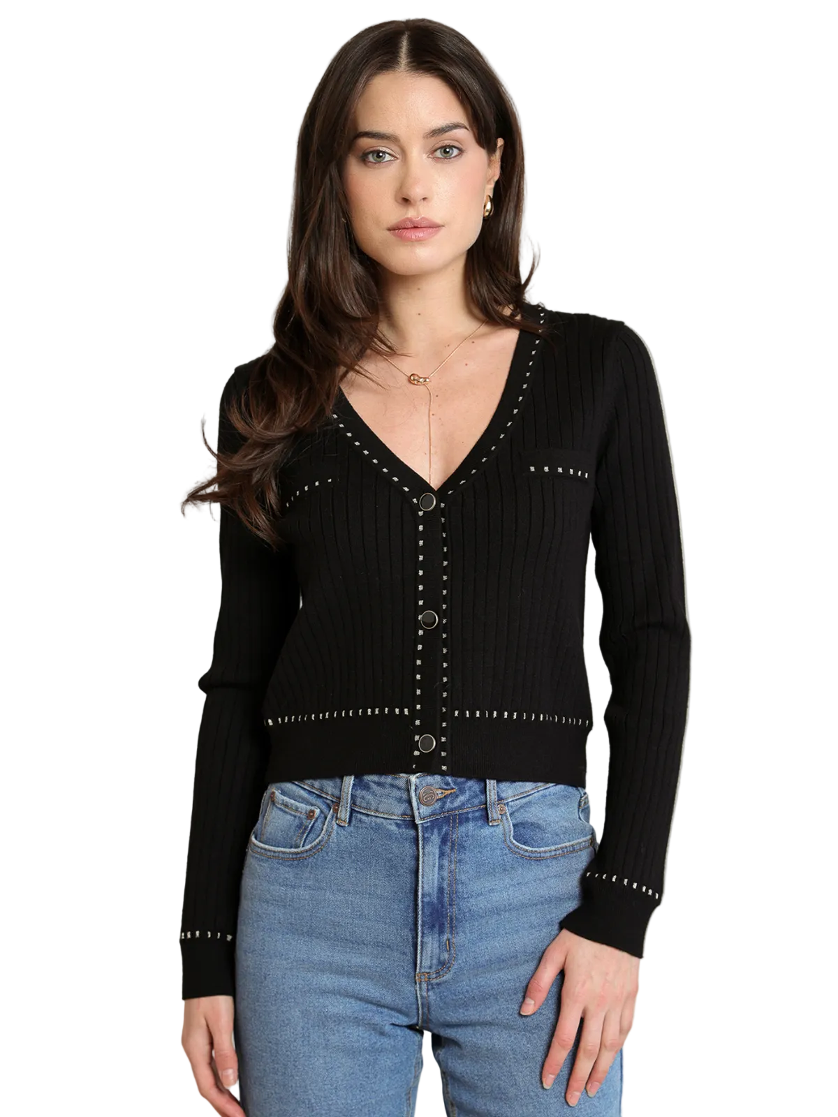 Gold Contrast Cardigan_Dex_2827261