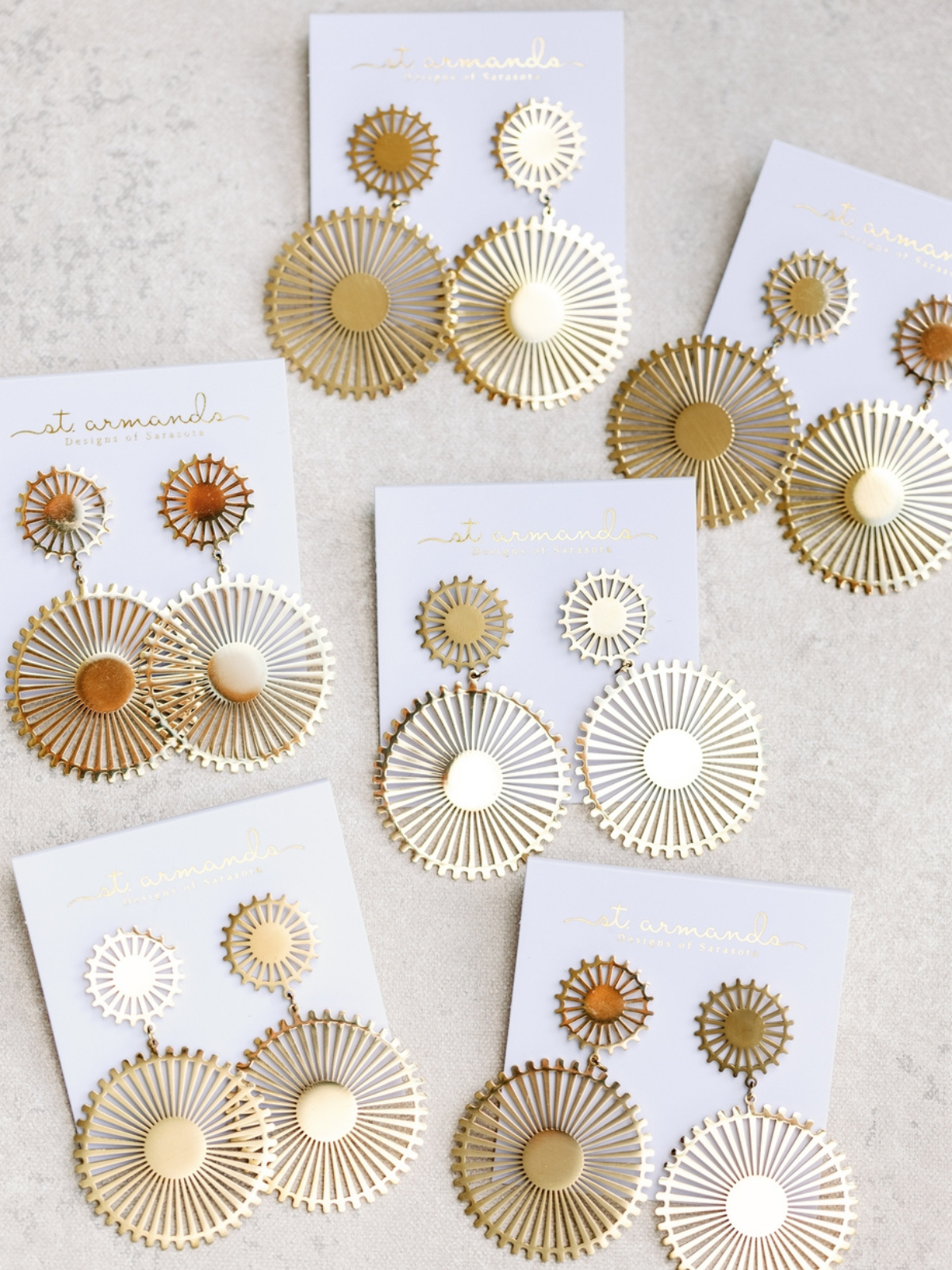 Gold Pinwheel Drop Earrings_St Armands Designs of Sarasota_SAD321