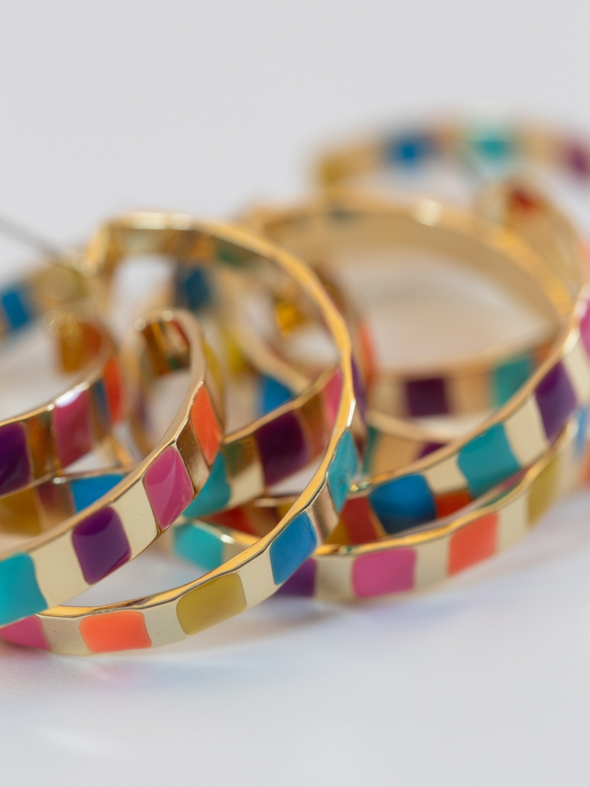 Gold and Rainbow Enamel Striped Hoop Earrings_St Armands Designs of Sarasota_SAD348