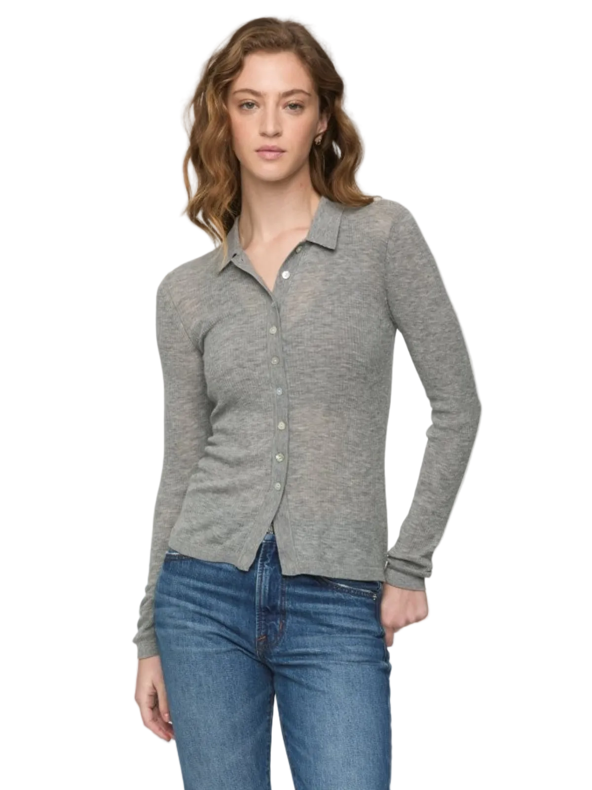 Korey Merino Blend Featherweight Rib Cardigan_Pistola_P00063051-YF