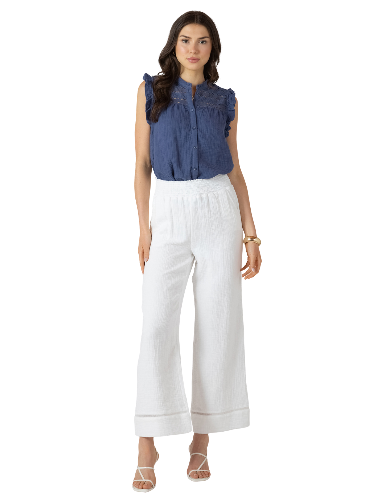 Lace Insert Button Front Blouse_Dex_2723512