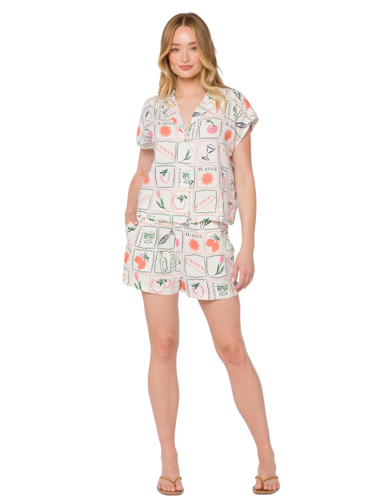 Linnea Multi Stamp Tile Print Shirt_Velvet Heart_LCQ-24614