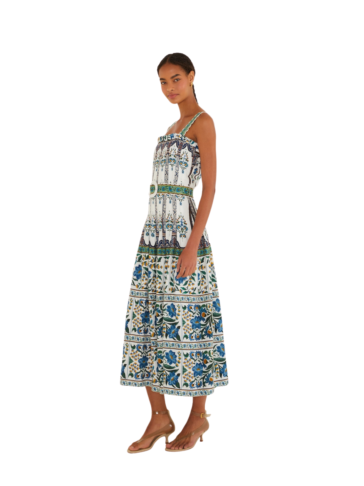 Manoela Off-White Sleveless Belt Maxi Dress