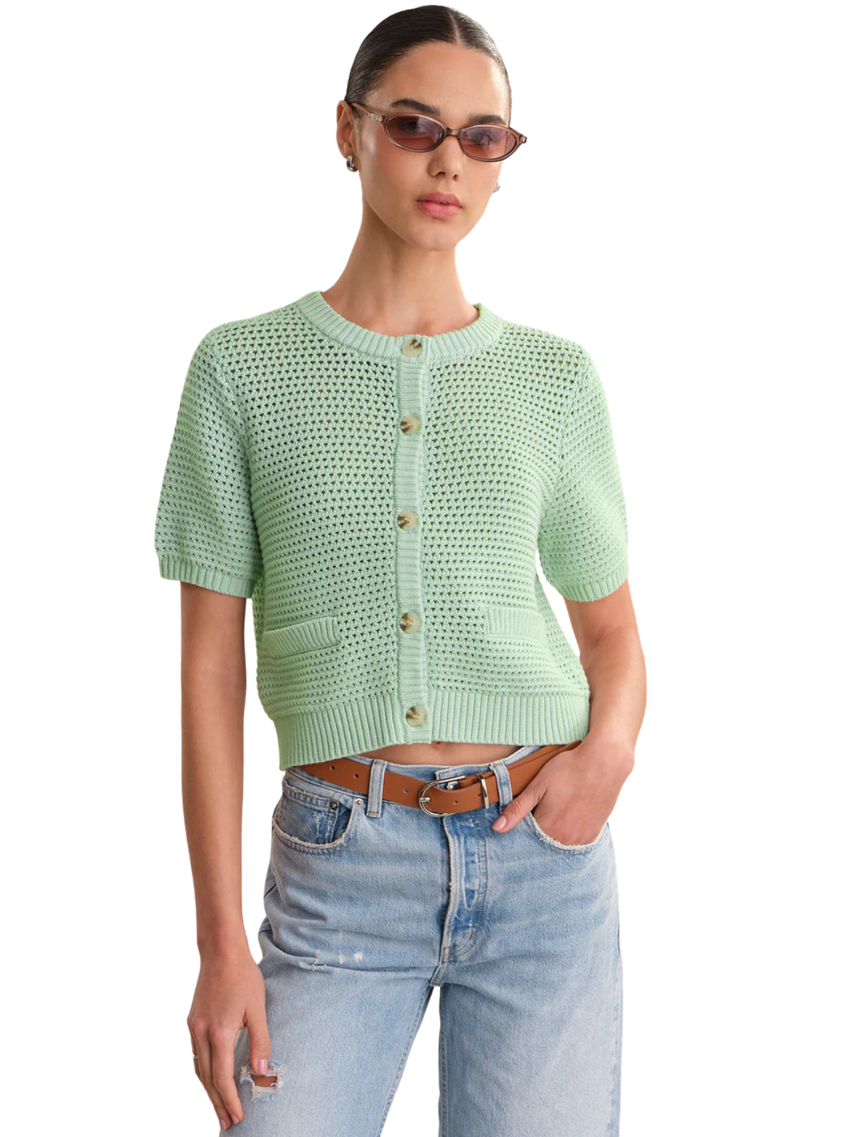 Marie Pocket Front Crew Neck Cardigan_525 America_110047415-Z1998