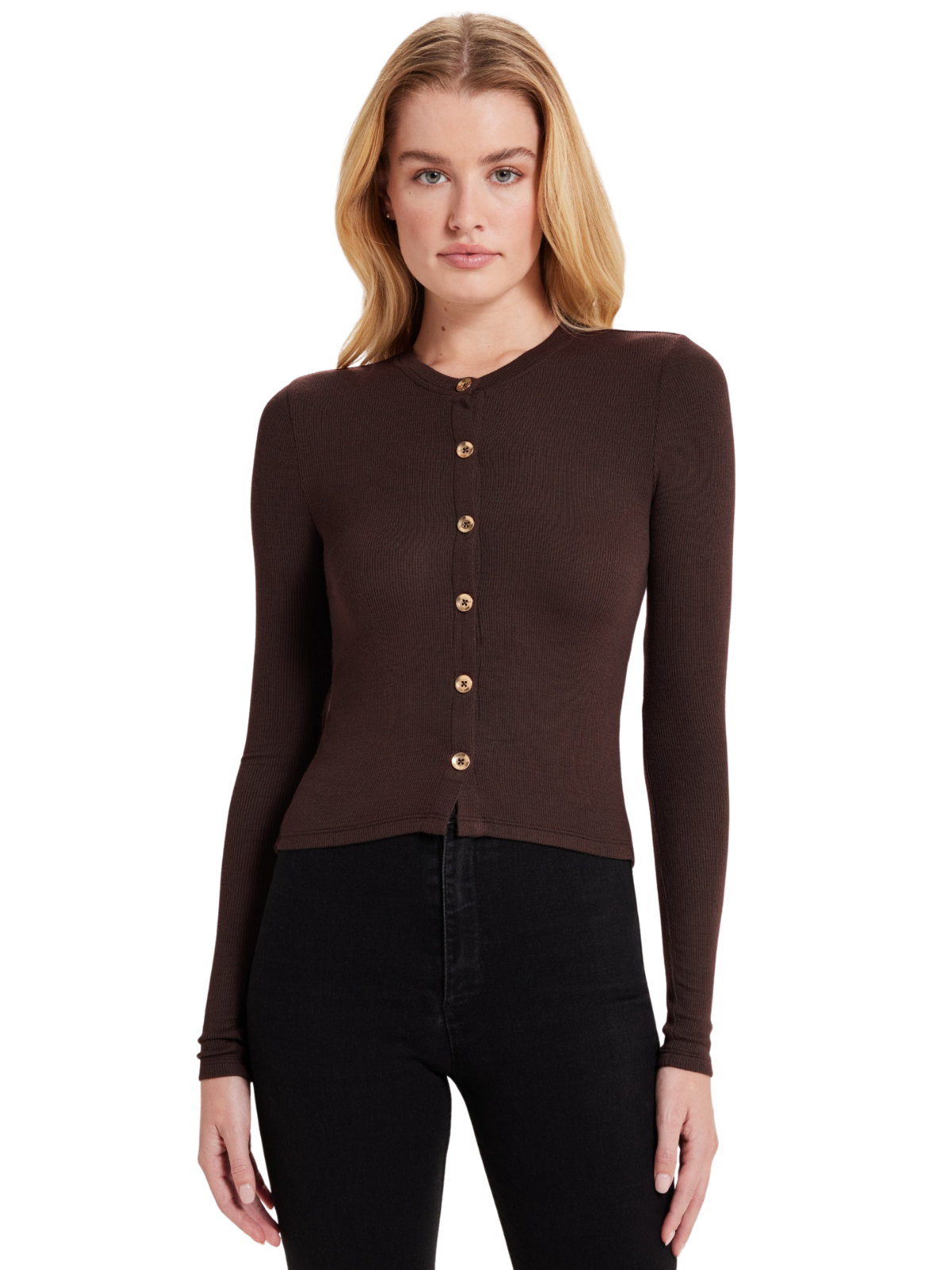 Marina Ribbed Crop Cardigan_Goldie Lewinter_24305COF-XS