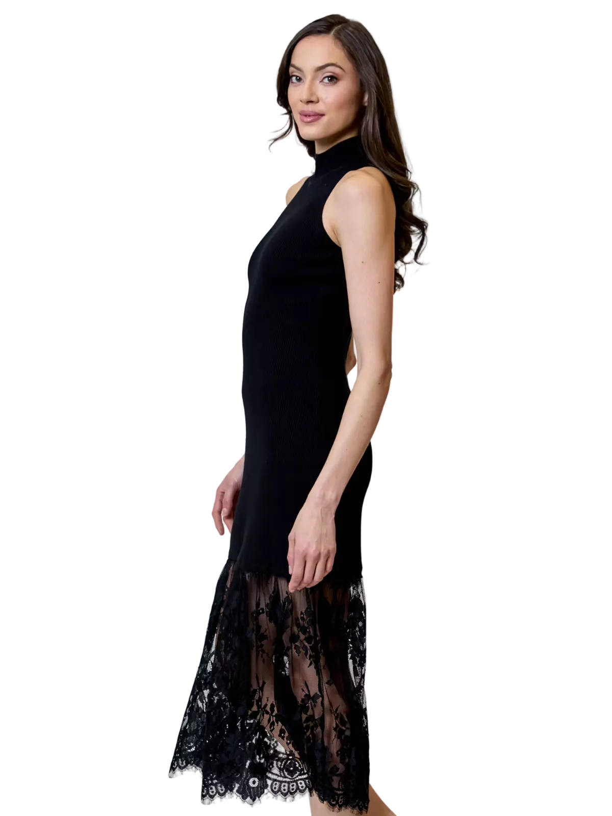 Mock Neck Dress With Lace - Design History - BXG0112004