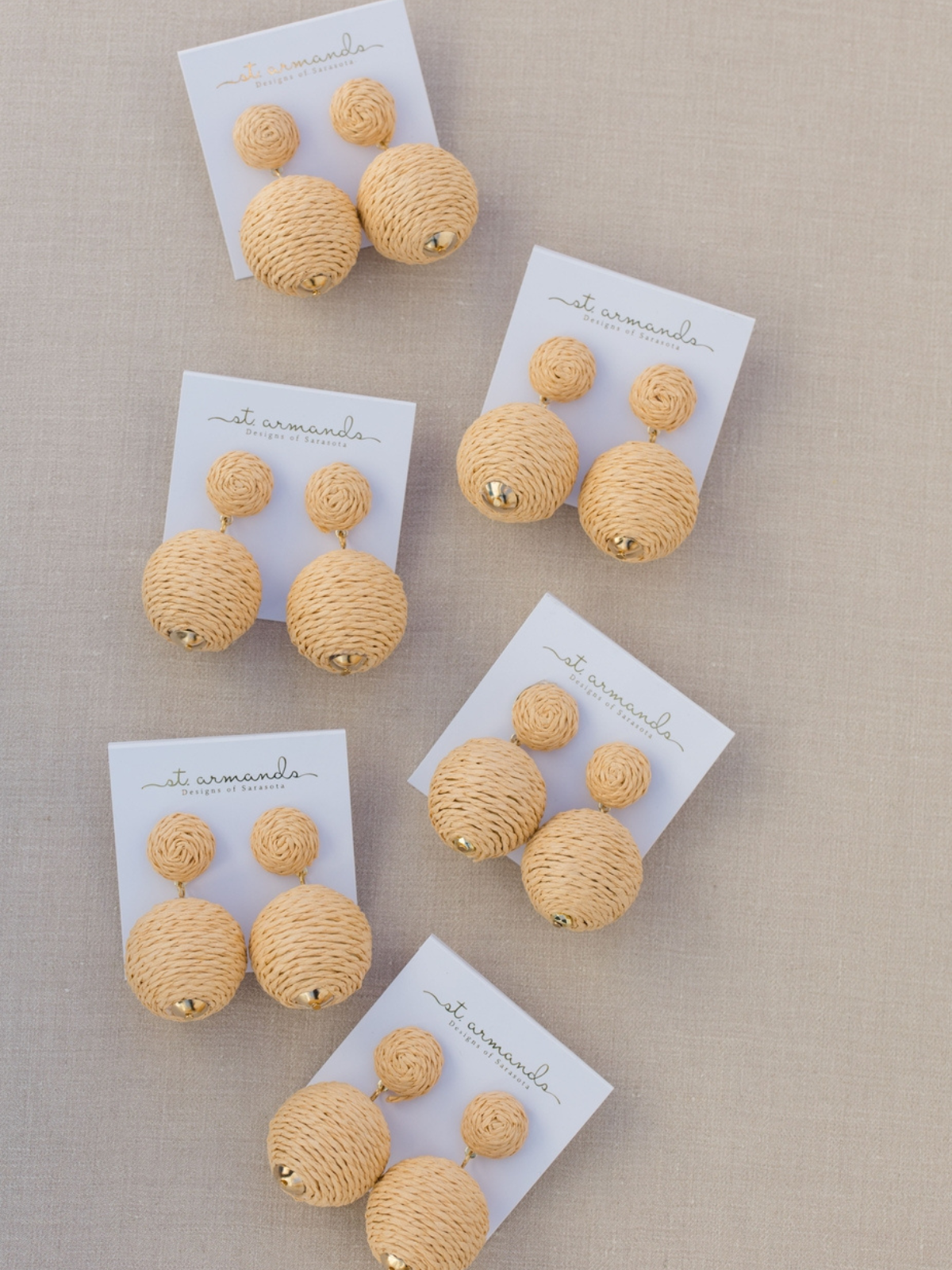 Natural Lido Pom Pom Earrings_St Armands Designs of Sarasota_SAD040