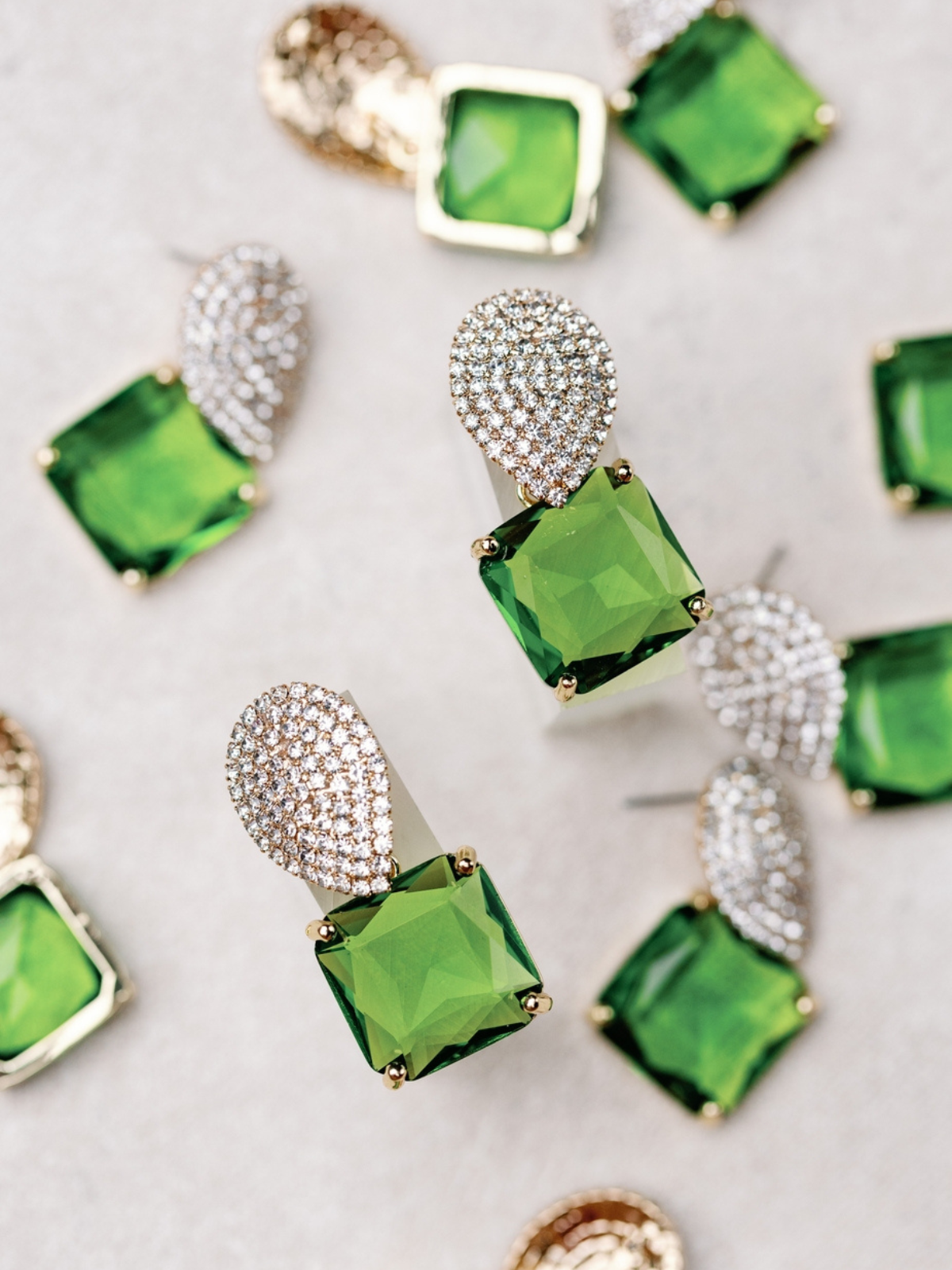 Retro Pave Crystal and Peridot Gum Drop Earrings_St Armands Designs of Sarasota_SAD330