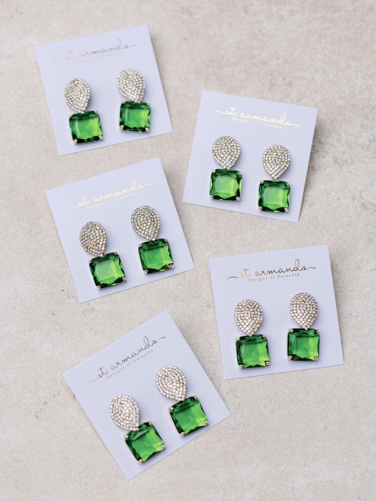 Retro Pave Crystal and Peridot Gum Drop Earrings_St Armands Designs of Sarasota_SAD330