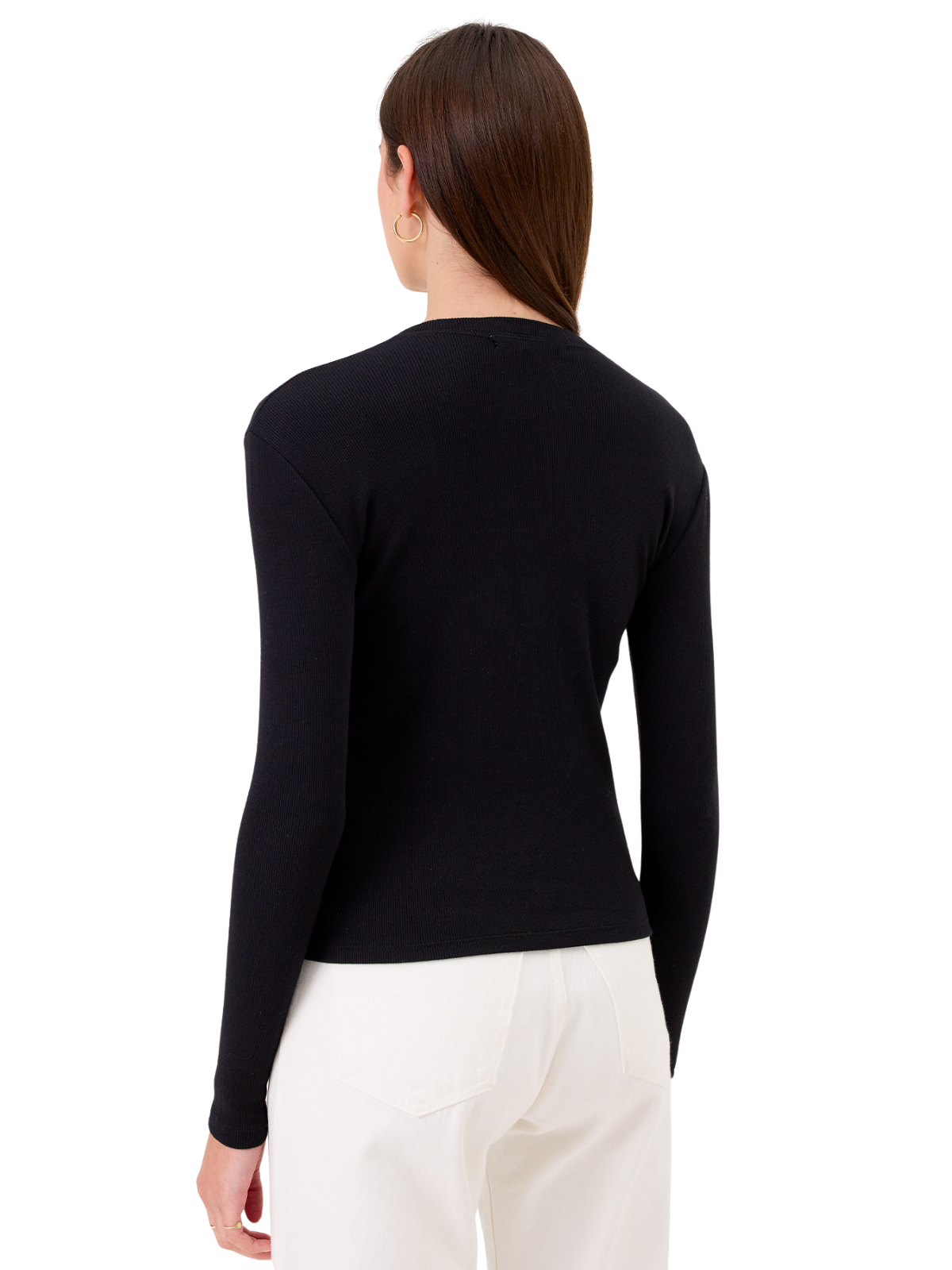 Rib Long Sleeve Tee_Goldie Lewinter_25955BLK