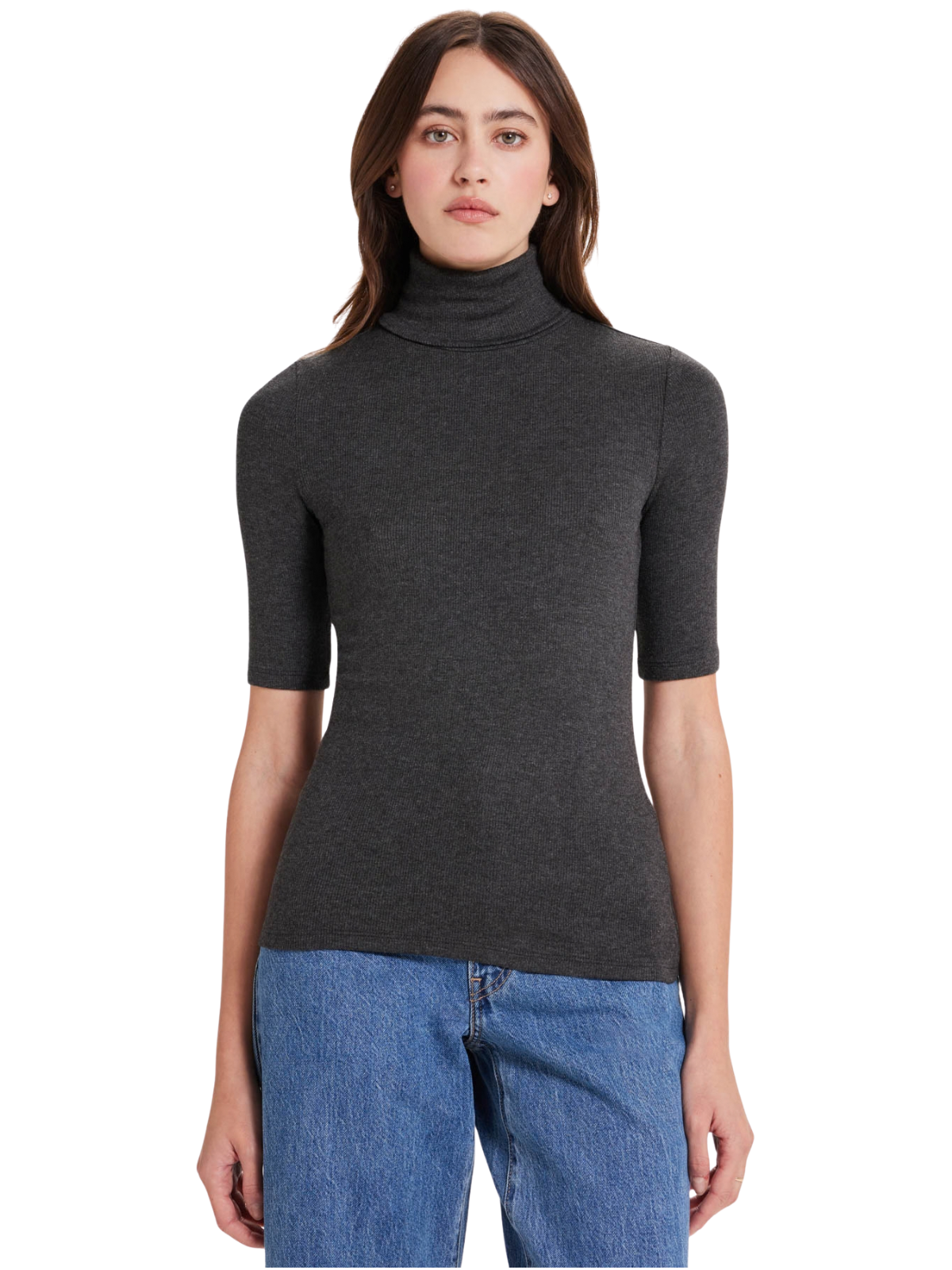Ribbed Half Sleeve Turtleneck Sweater_Goldie Lewinter_19422-CHH