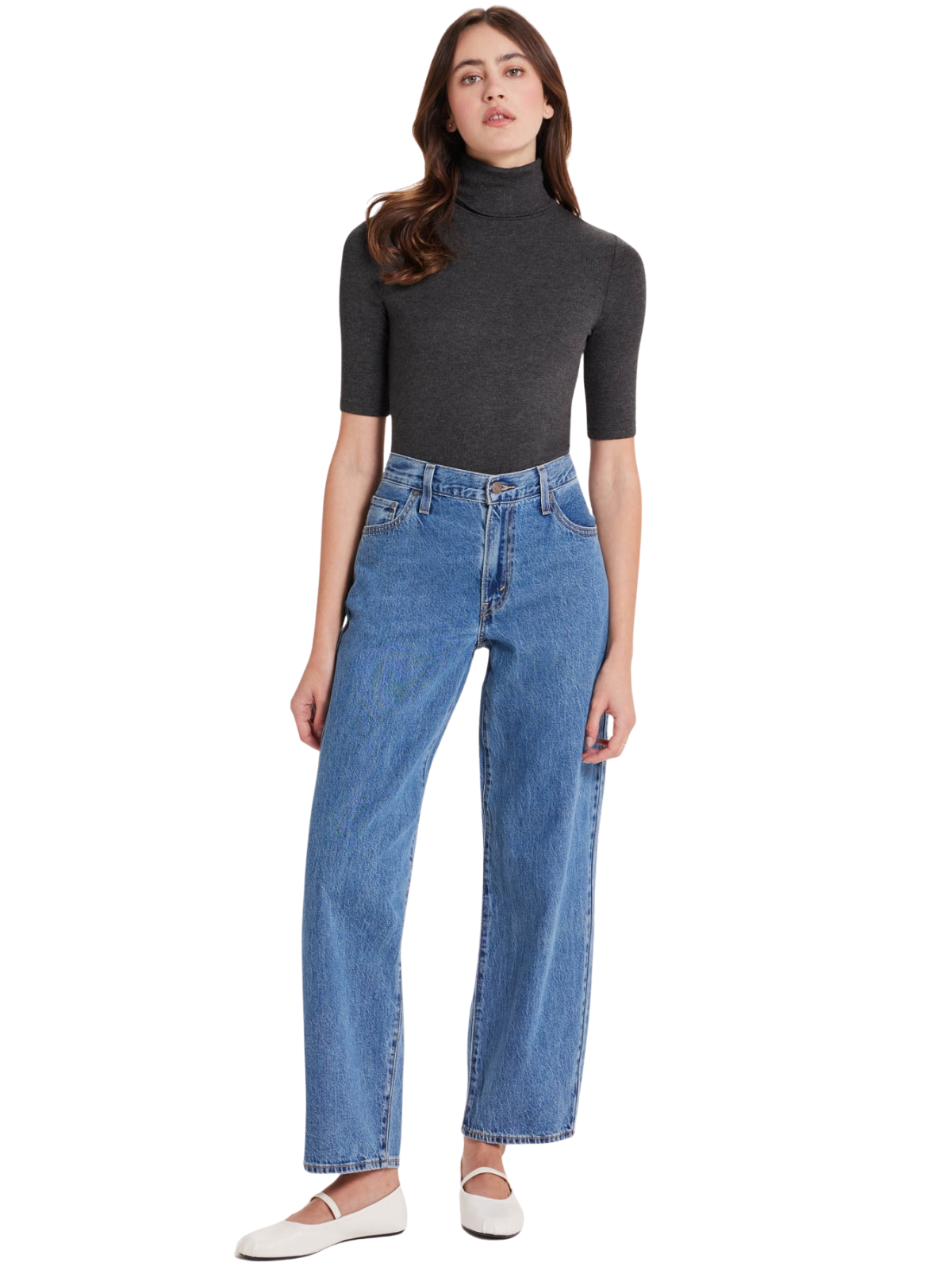 Ribbed Half Sleeve Turtleneck Sweater_Goldie Lewinter_19422-CHH