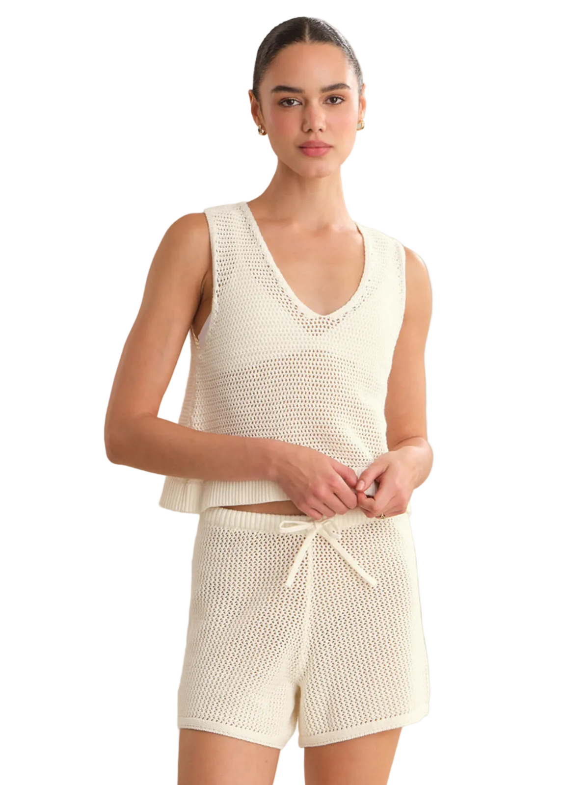 Rosa V-Neck Pointelle Mesh Tank_525 America_110047886