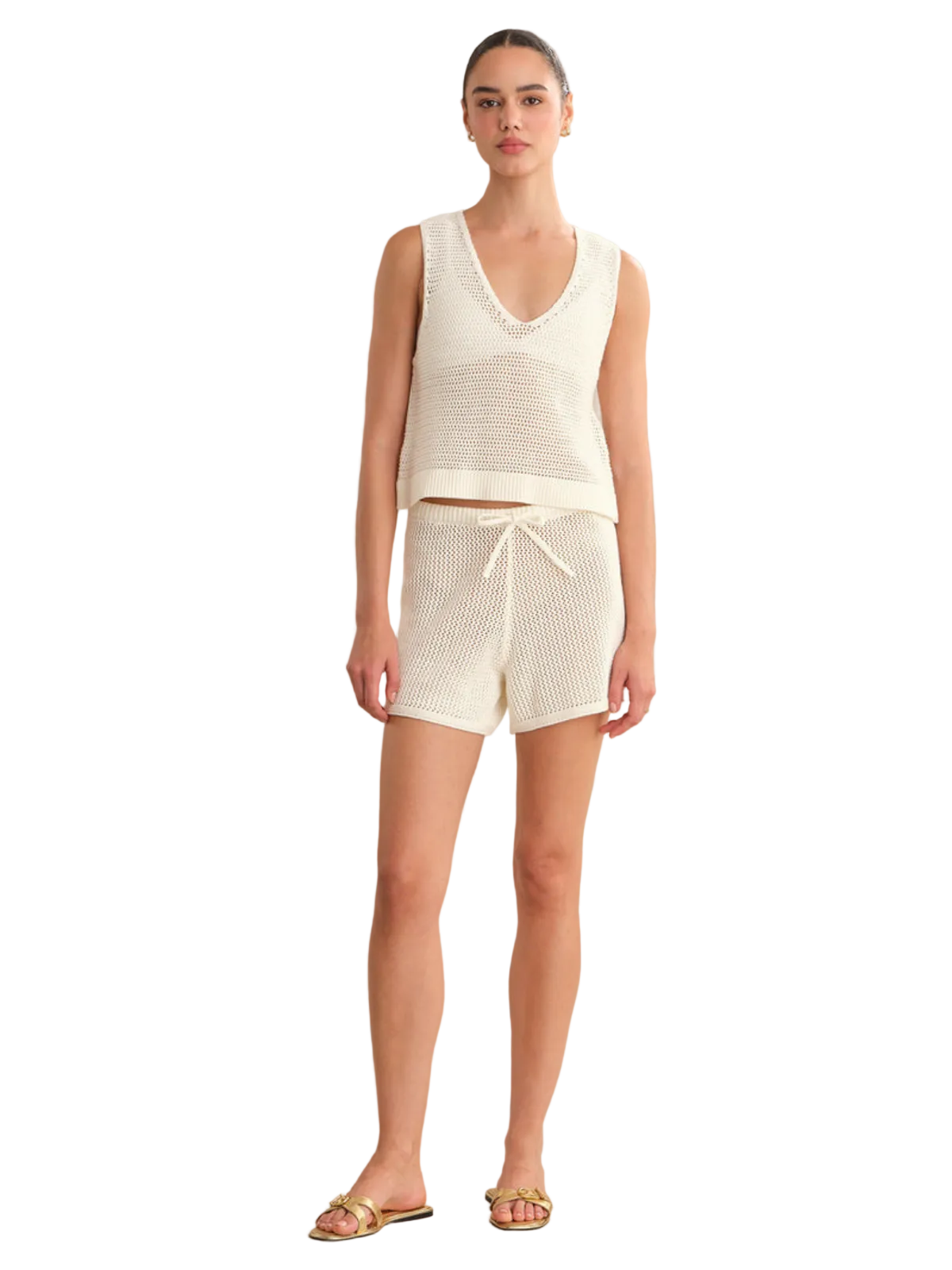 Rosa V-Neck Pointelle Mesh Tank_525 America_110047886