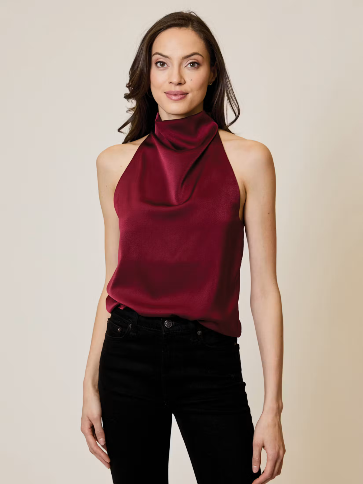 Satin Cowl Neck Top-Design History-OTS0612023
