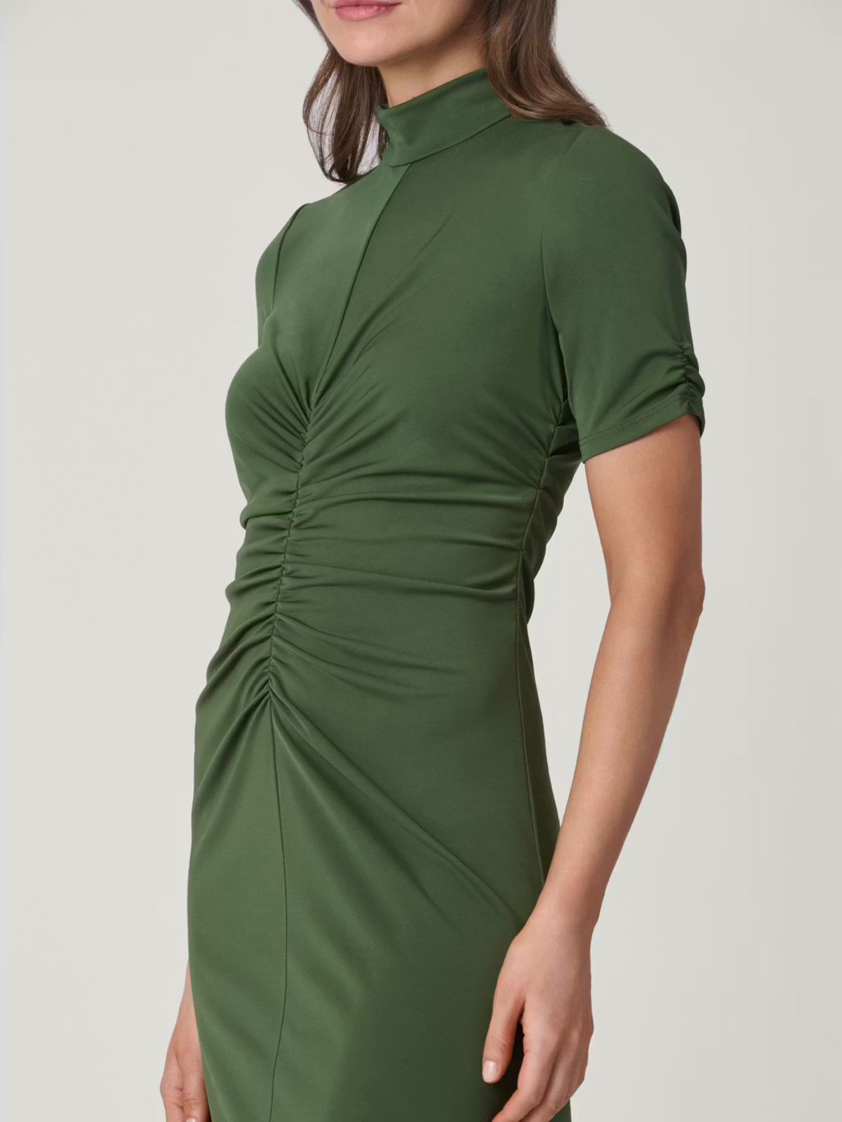Shelly Ruched Midi Dress_Shoshanna_12281383-Olive