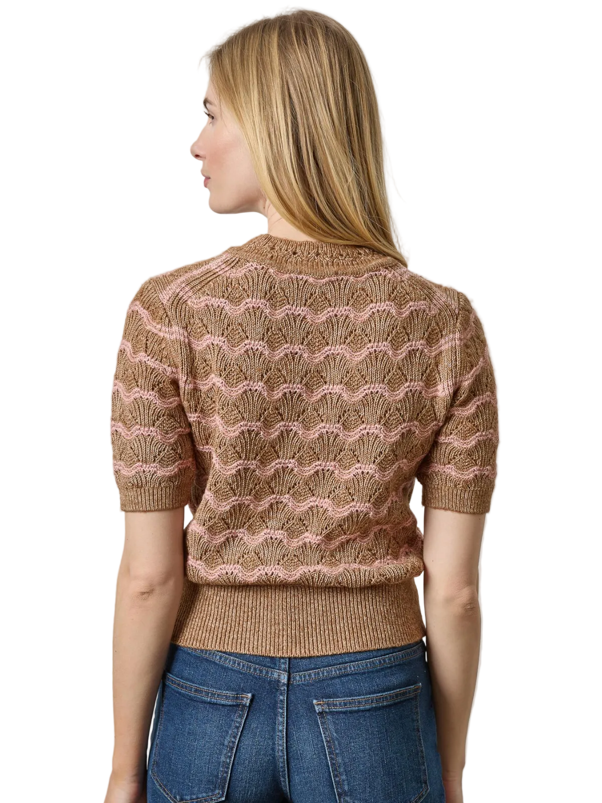 Short Sleeve Multistitch Pullover Sweater_Lillap_PA3590-HZNS