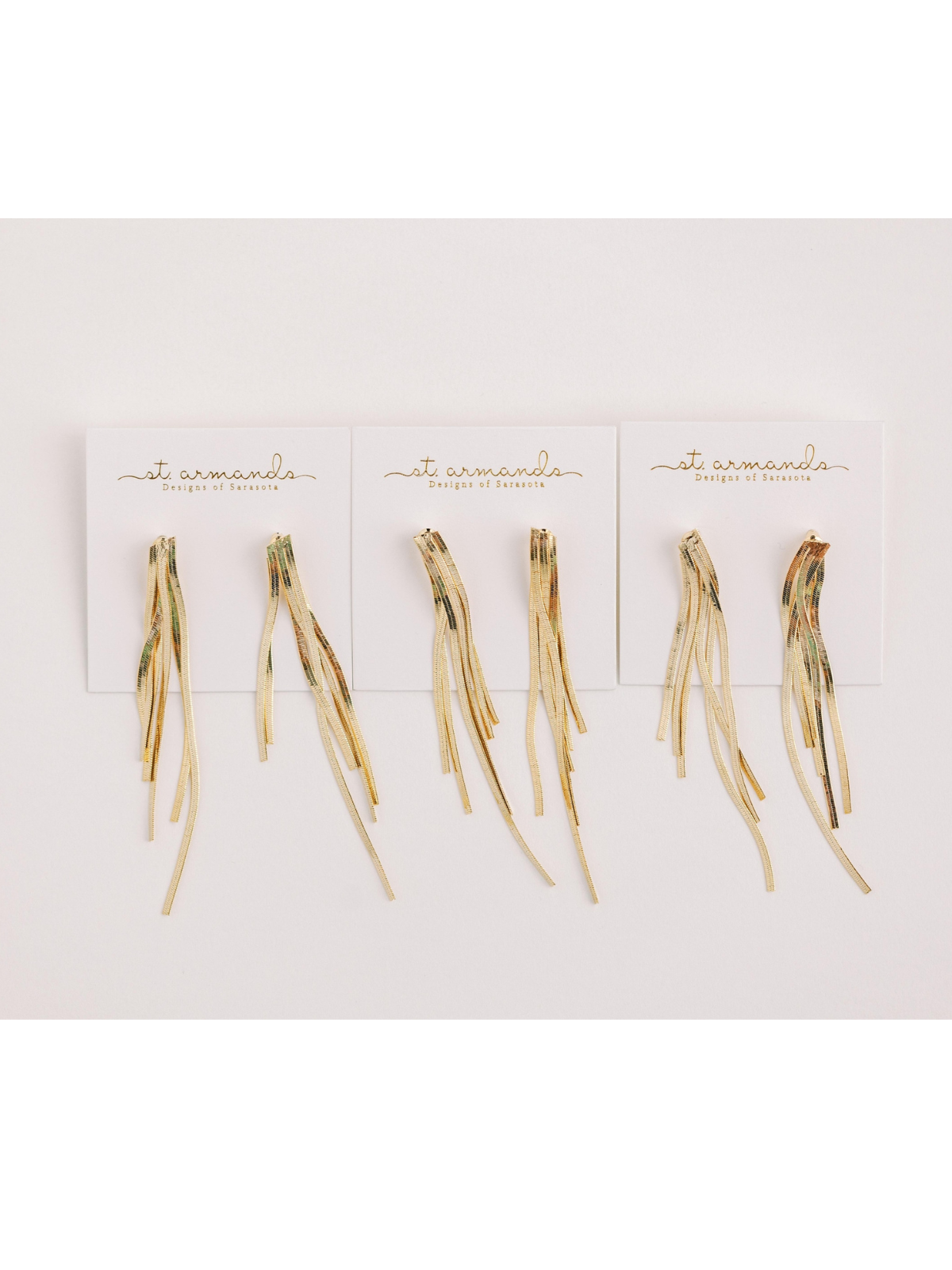 Skinny Gold Cascading Tassel Earrings_St Armands Designs of Sarasota_SAD238