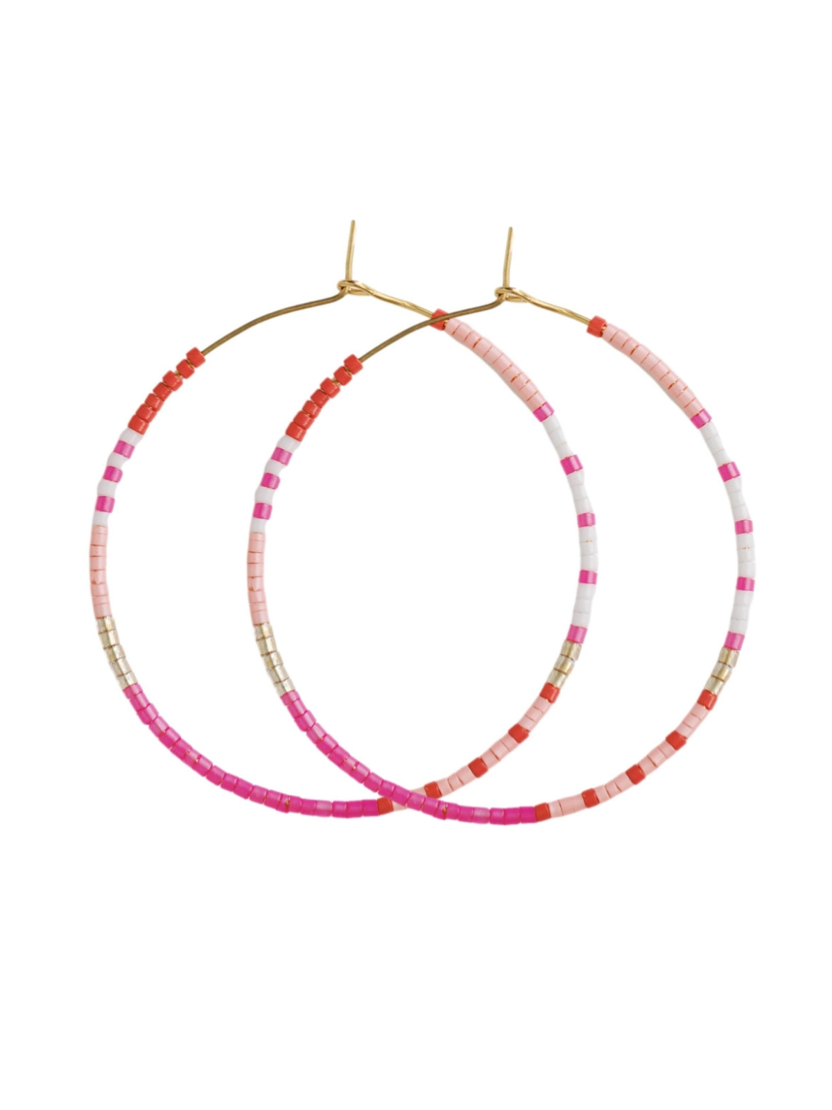 Skinny Pink Beaded Hoop Earrings_St Armands Designs of Sarasota_SAD217