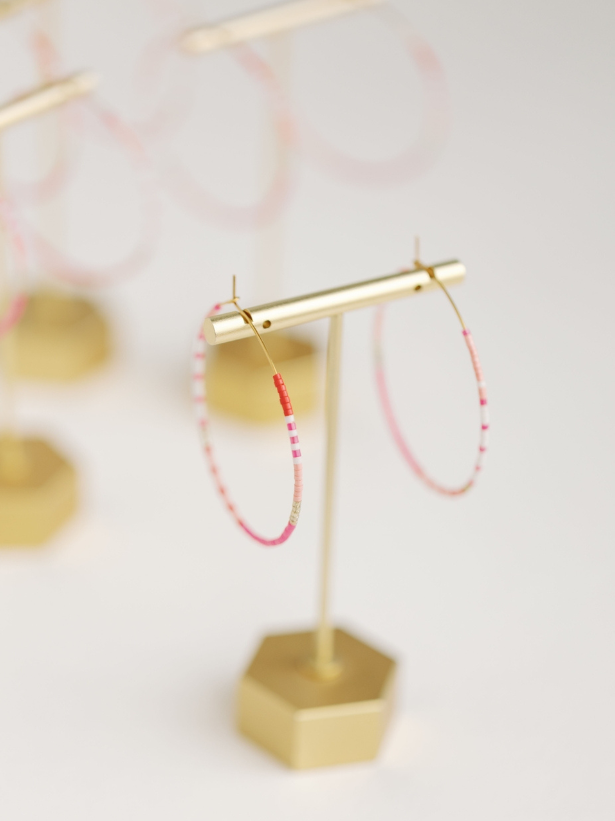 Skinny Pink Beaded Hoop Earrings_St Armands Designs of Sarasota_SAD217