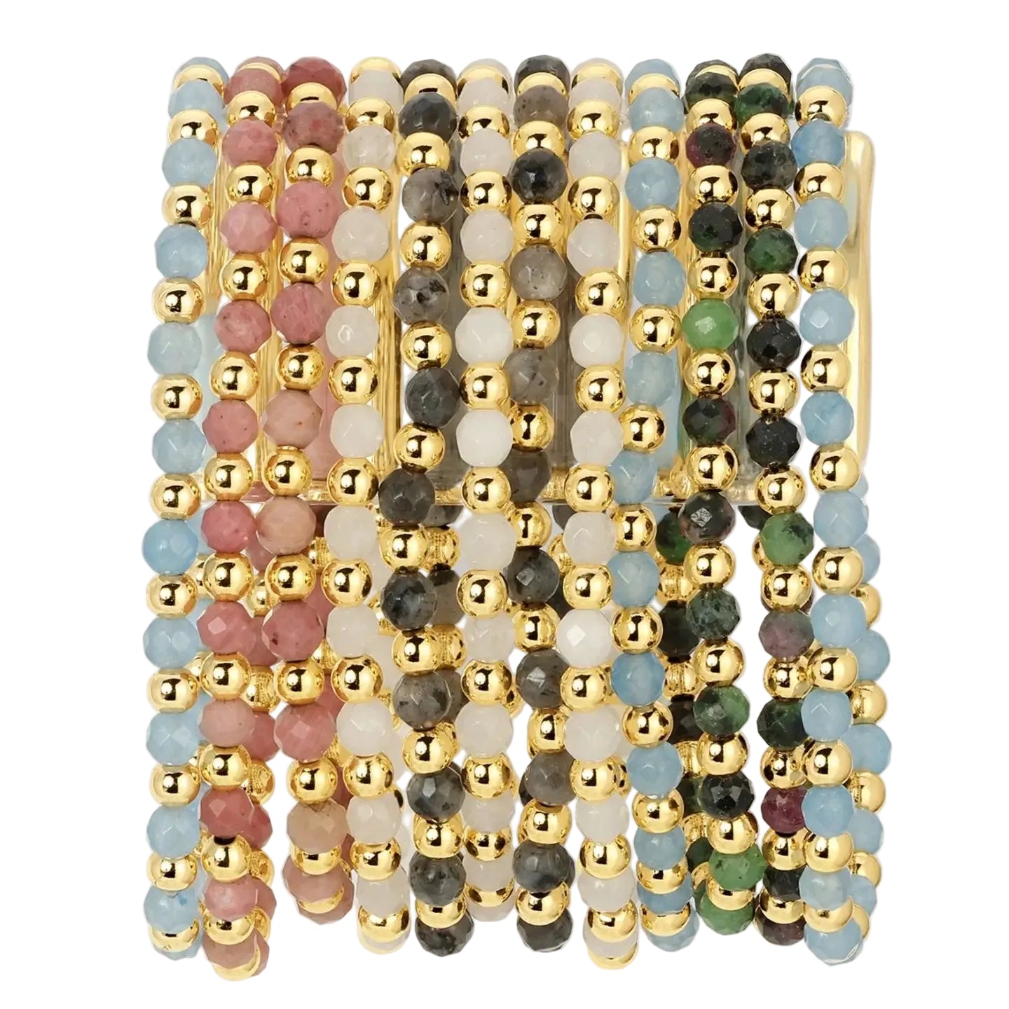 Stretch Stone & Bead Bracelet