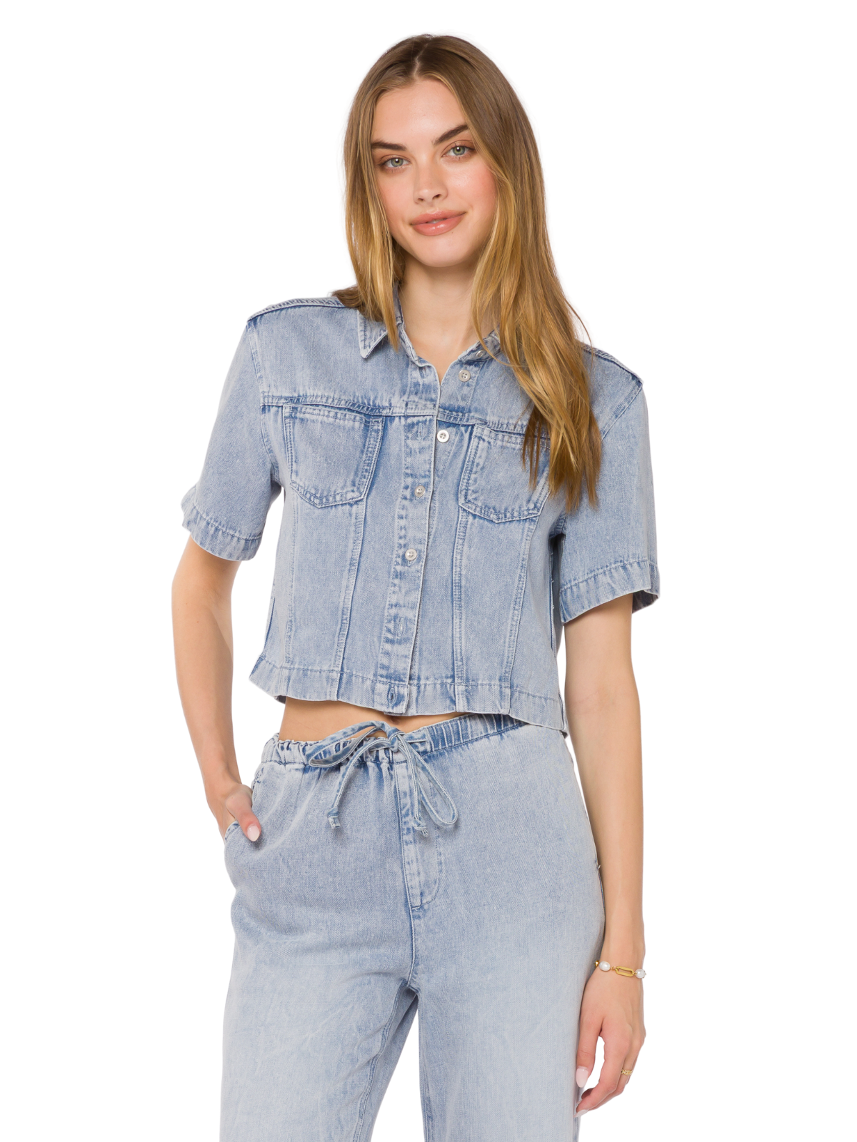 Twinkle Crop Button-Up Shirt_Velvet Heart_9AA-25047 1