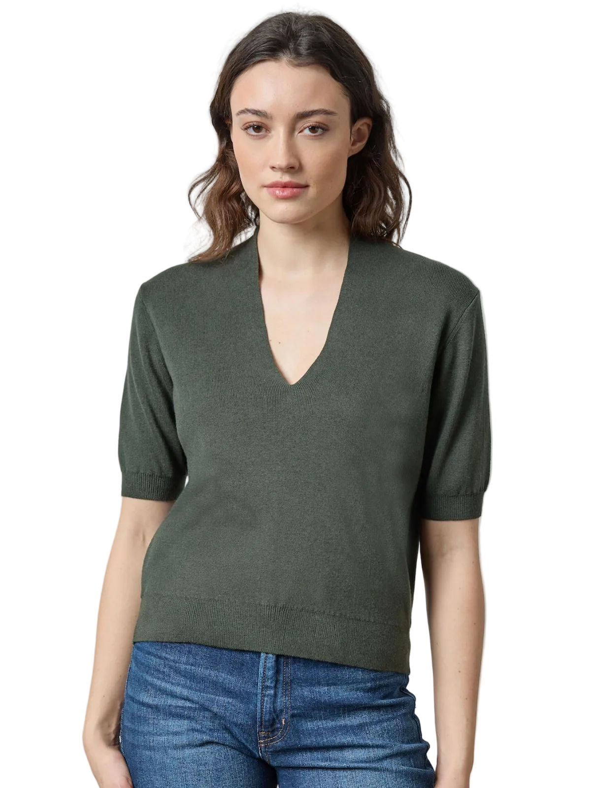 V-Neck Elbow Sleeve Sweater_Lillap_PA3496-BSM
