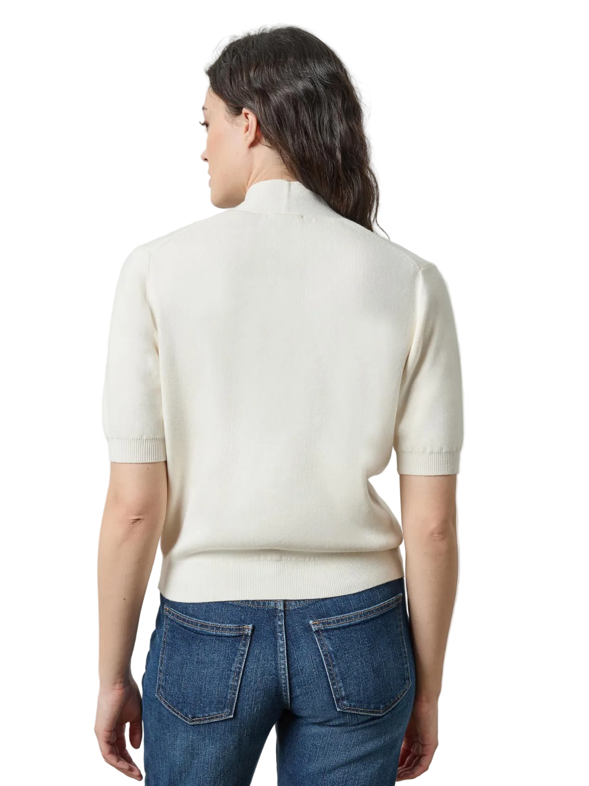 V-Neck Elbow Sleeve Sweater_Lillap_PA3496-IVRY